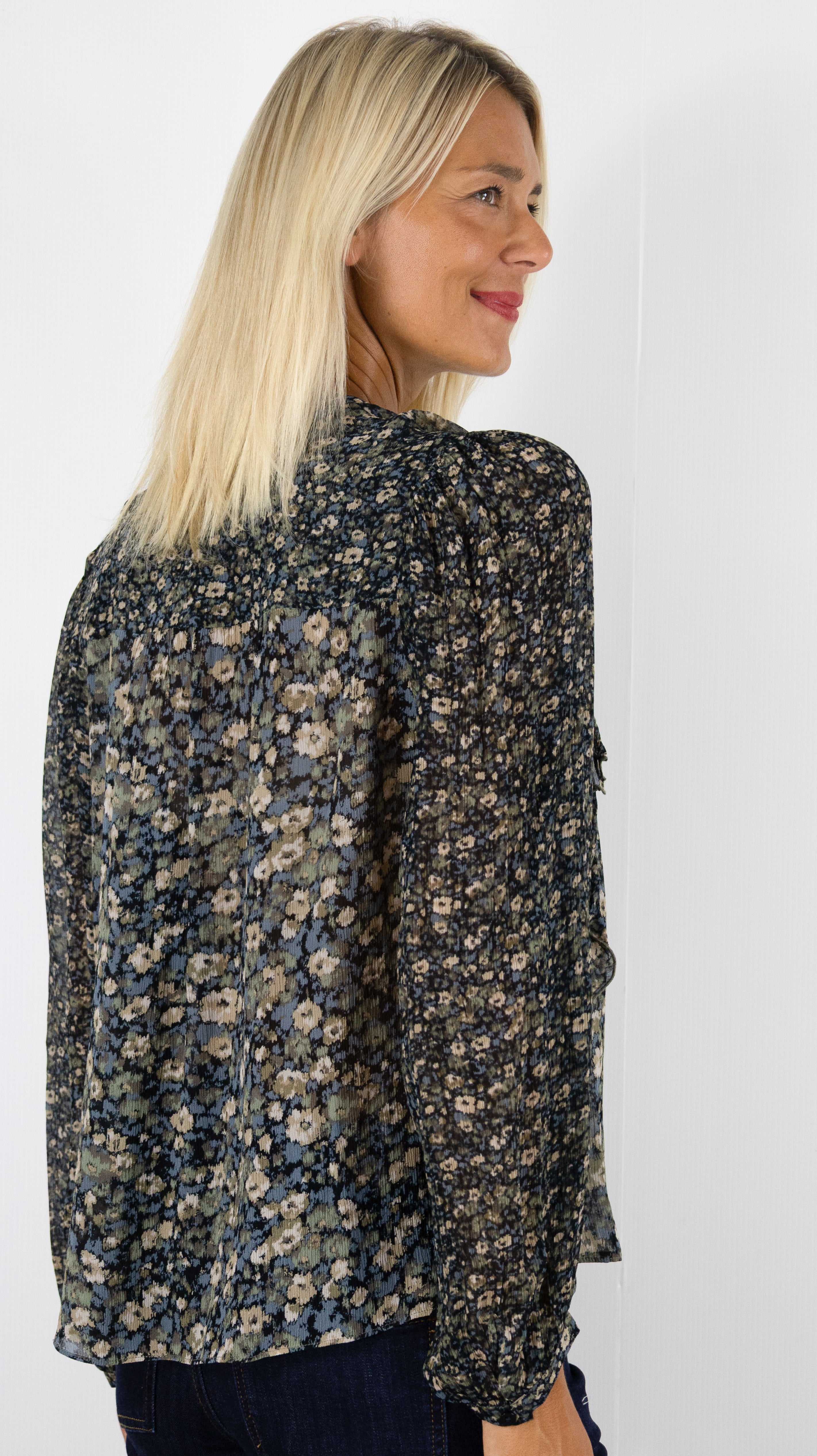BLOUSE FLEURIE FLUIDE BA&SH KROSS#COLOR_KAKI