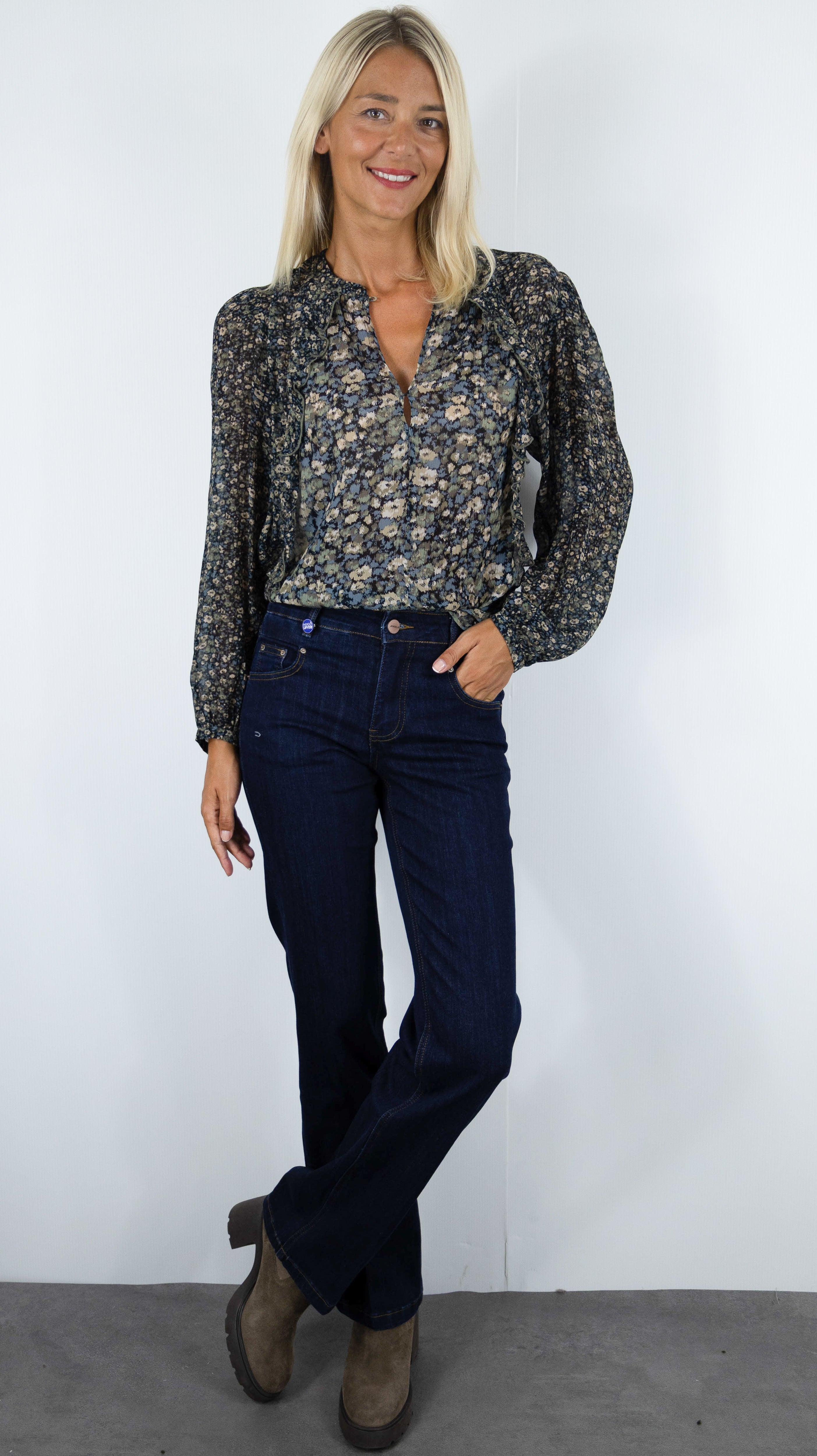 BLOUSE FLEURIE FLUIDE BA&SH KROSS#COLOR_KAKI