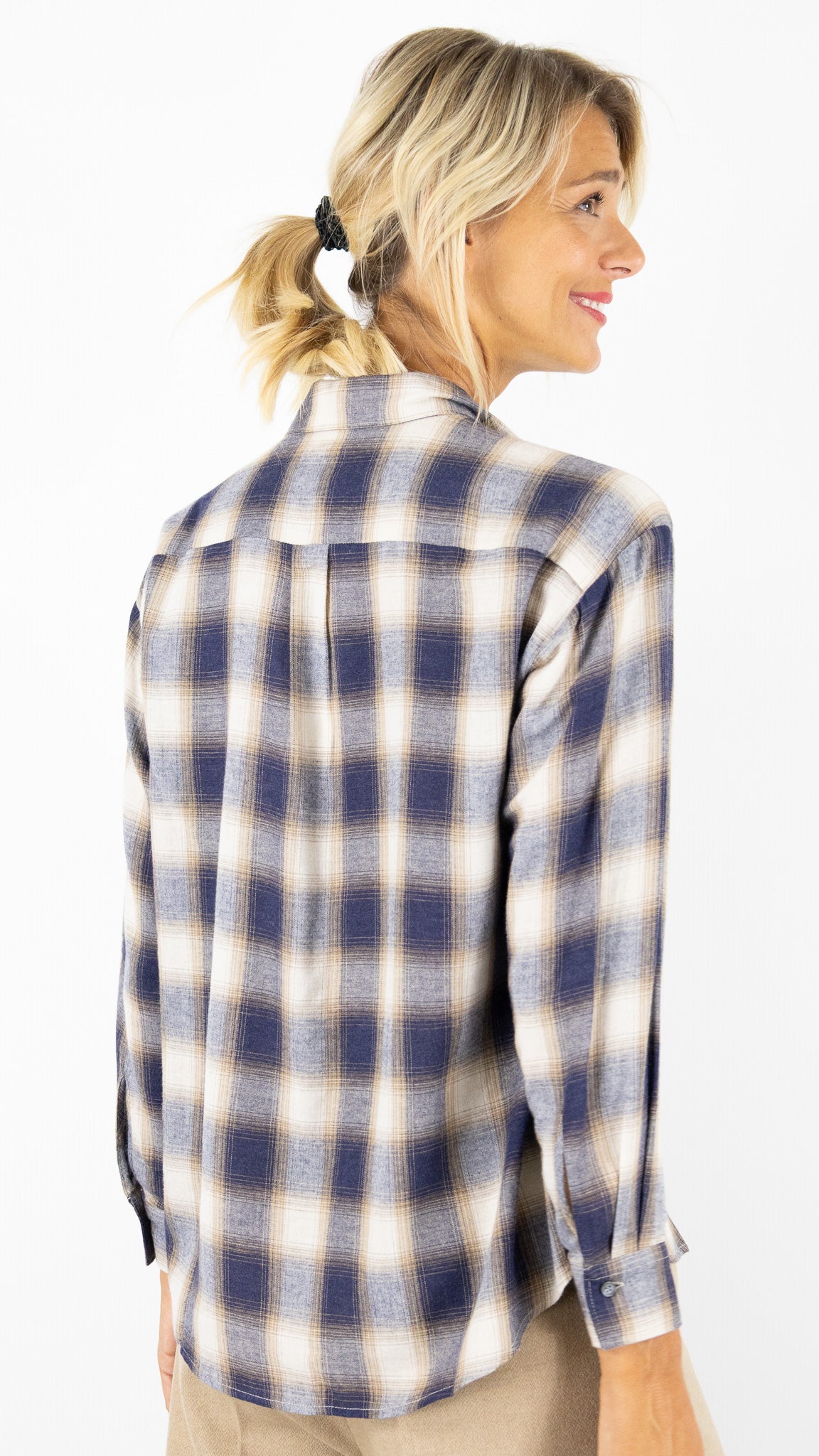 CHEMISE ECOSSAISE BEIGE ET BLEUE HARTFORD CINEMA