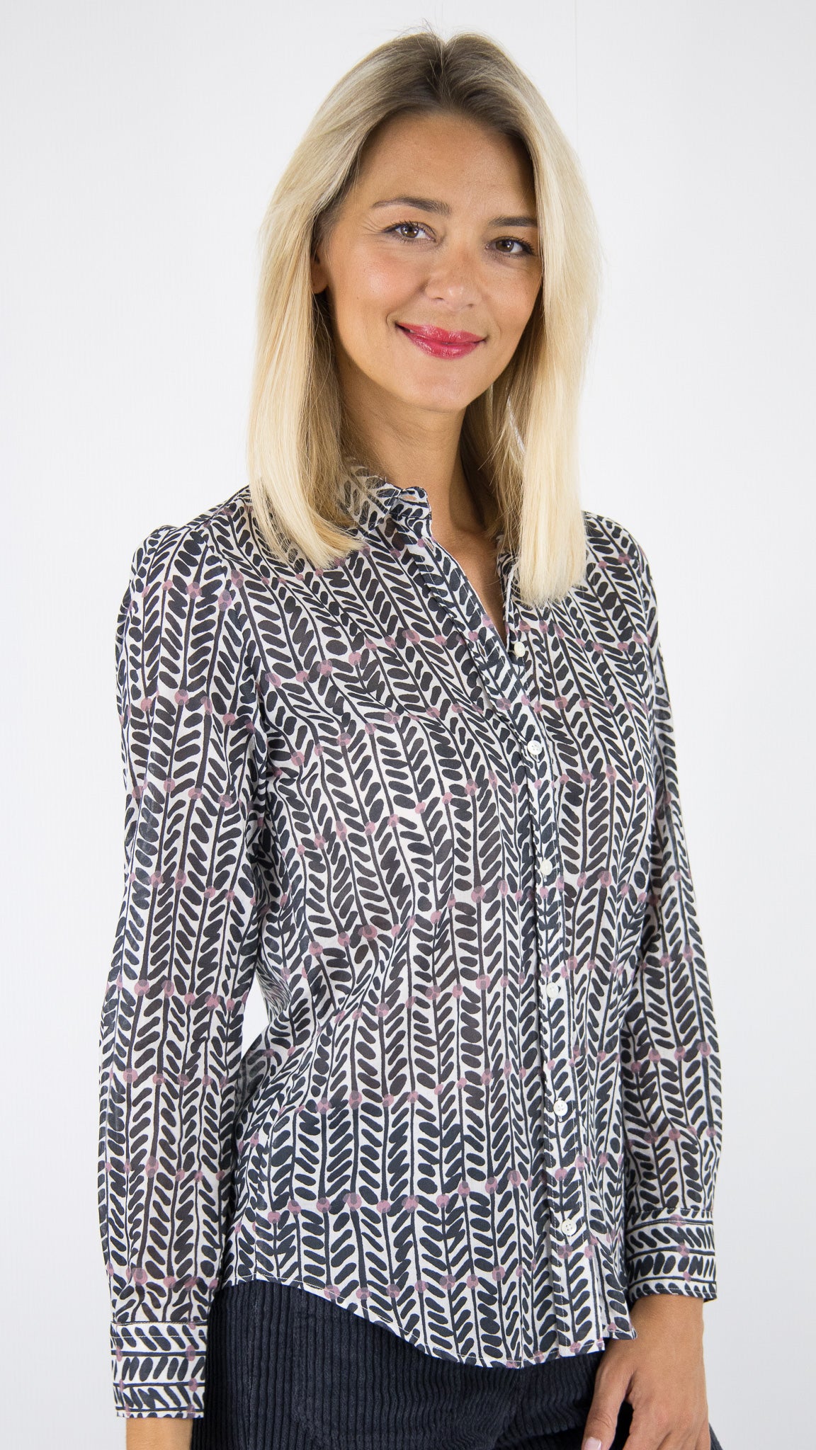 CHEMISE IMPRIMEE EN COTON HARTFORD CORAZ BECM622#COLOR_01/BLEU MARINE