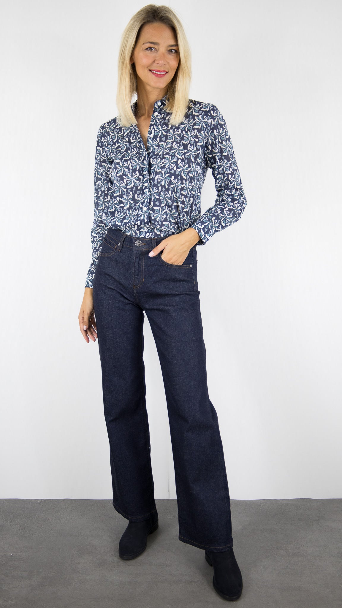 CHEMISE FLEURIE NAVY POUR FEMME  HARTFORD CORAZ BECM625