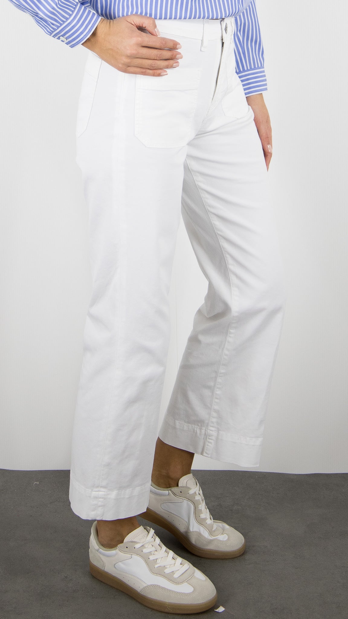 PANTALON 7/8 JAMBES LARGES POUR FEMME DENIM STUDIO BELLA LIGHT GABARDINE#COLOR_BLANC