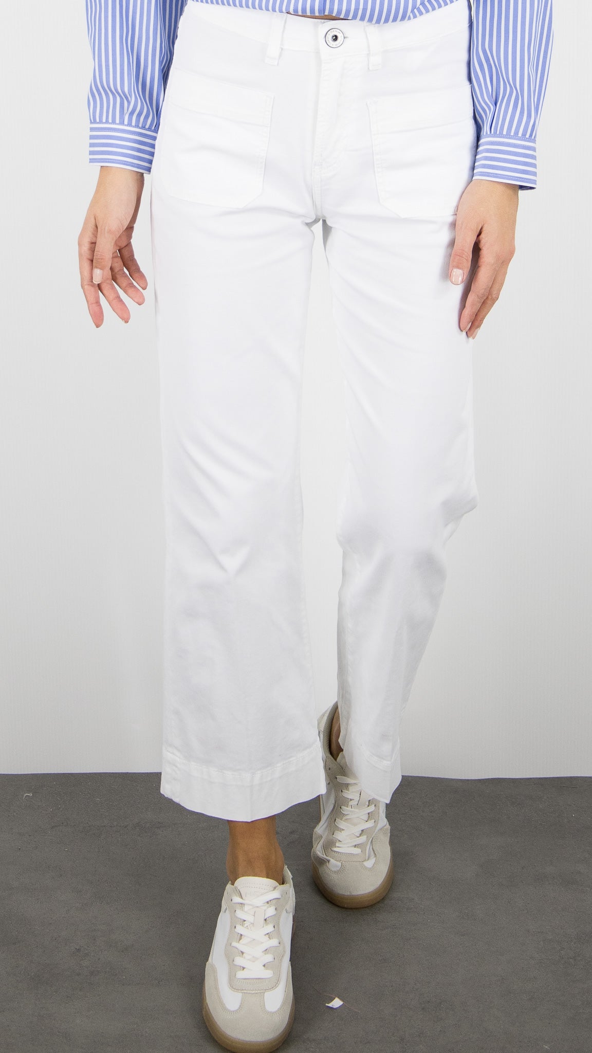 PANTALON 7/8 JAMBES LARGES POUR FEMME DENIM STUDIO BELLA LIGHT GABARDINE#COLOR_BLANC
