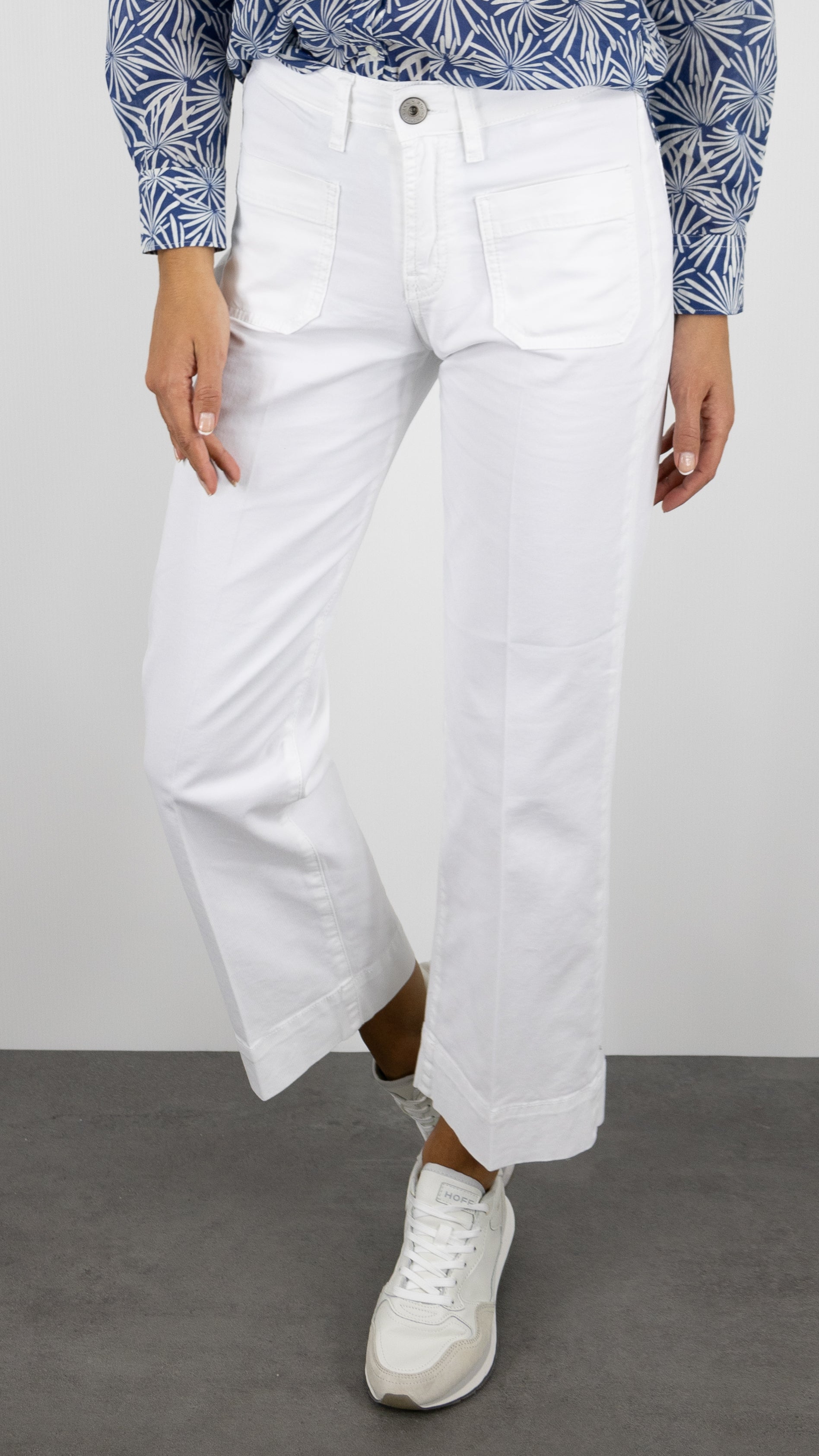 PANTALON 7/8 JAMBES LARGES POUR FEMME DENIM STUDIO BELLA LIGHT GABARDINE#COLOR_BLANC