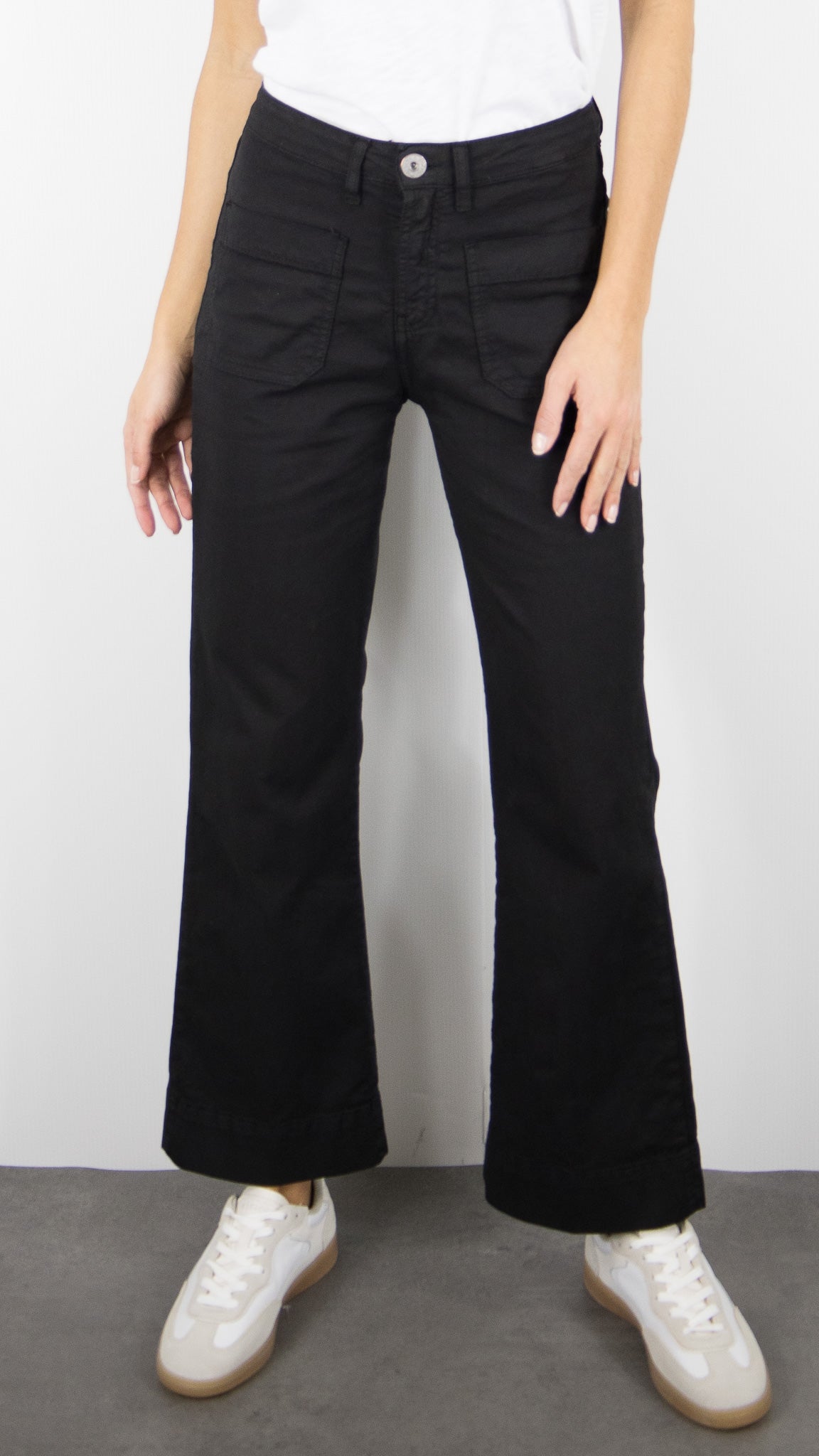 PANTALON 7/8 JAMBES LARGES POUR FEMME DENIM STUDIO BELLA LIGHT GABARDINE#COLOR_NOIR