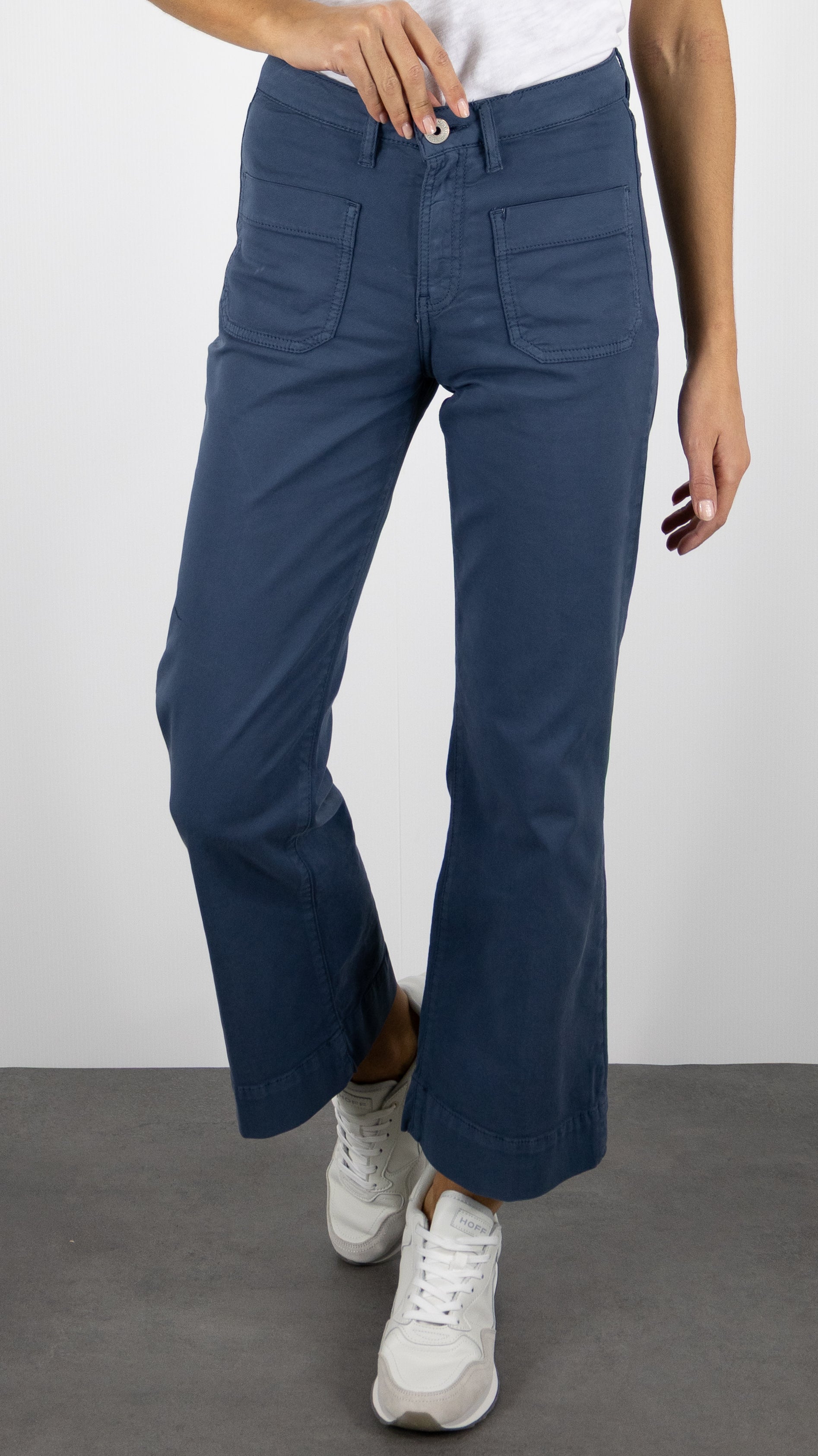 PANTALON 7/8 JAMBES LARGES POUR FEMME DENIM STUDIO BELLA LIGHT GABARDINE#TYPHON/INDIGO