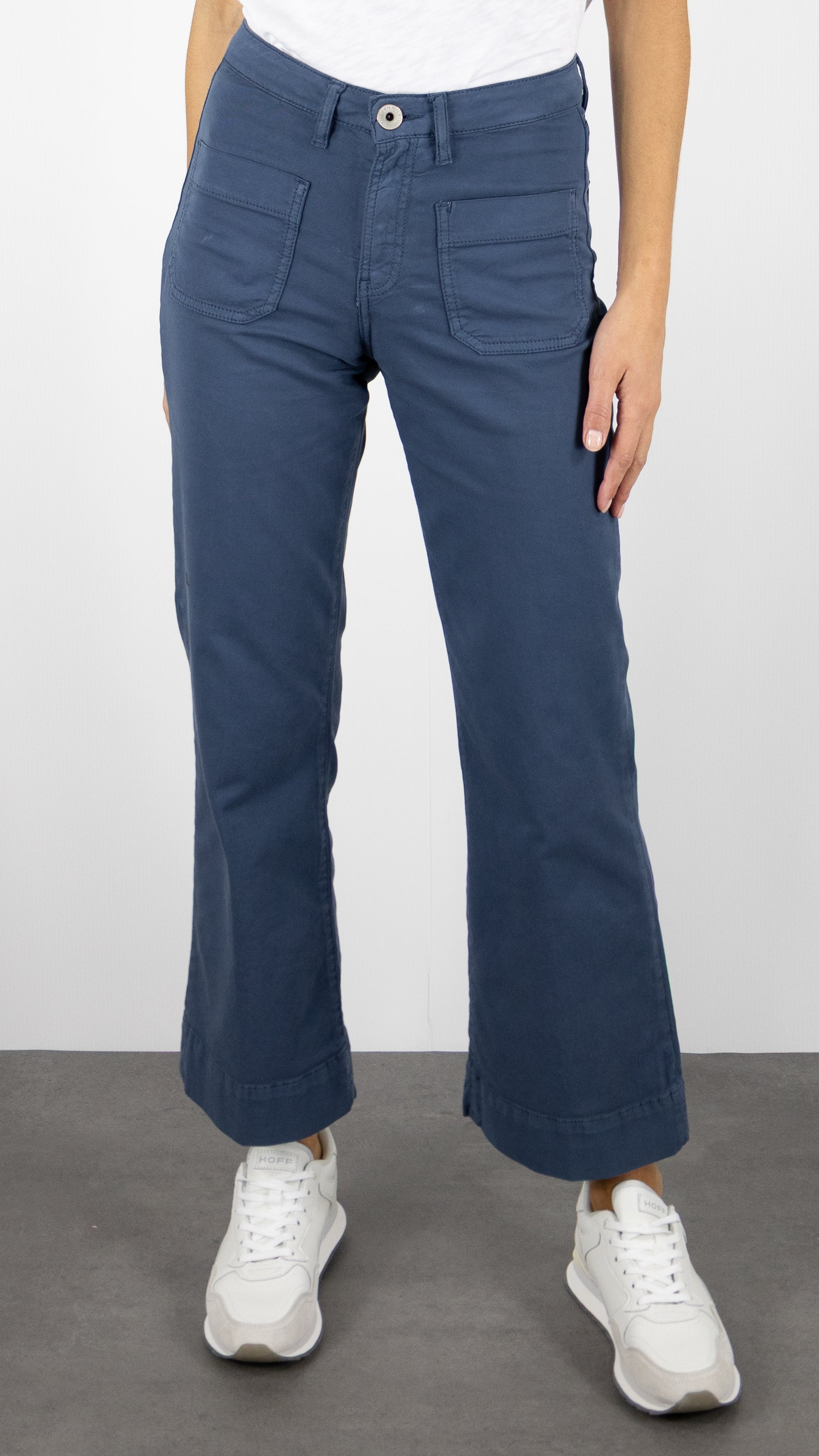 PANTALON 7/8 JAMBES LARGES POUR FEMME DENIM STUDIO BELLA LIGHT GABARDINE#TYPHON/INDIGO