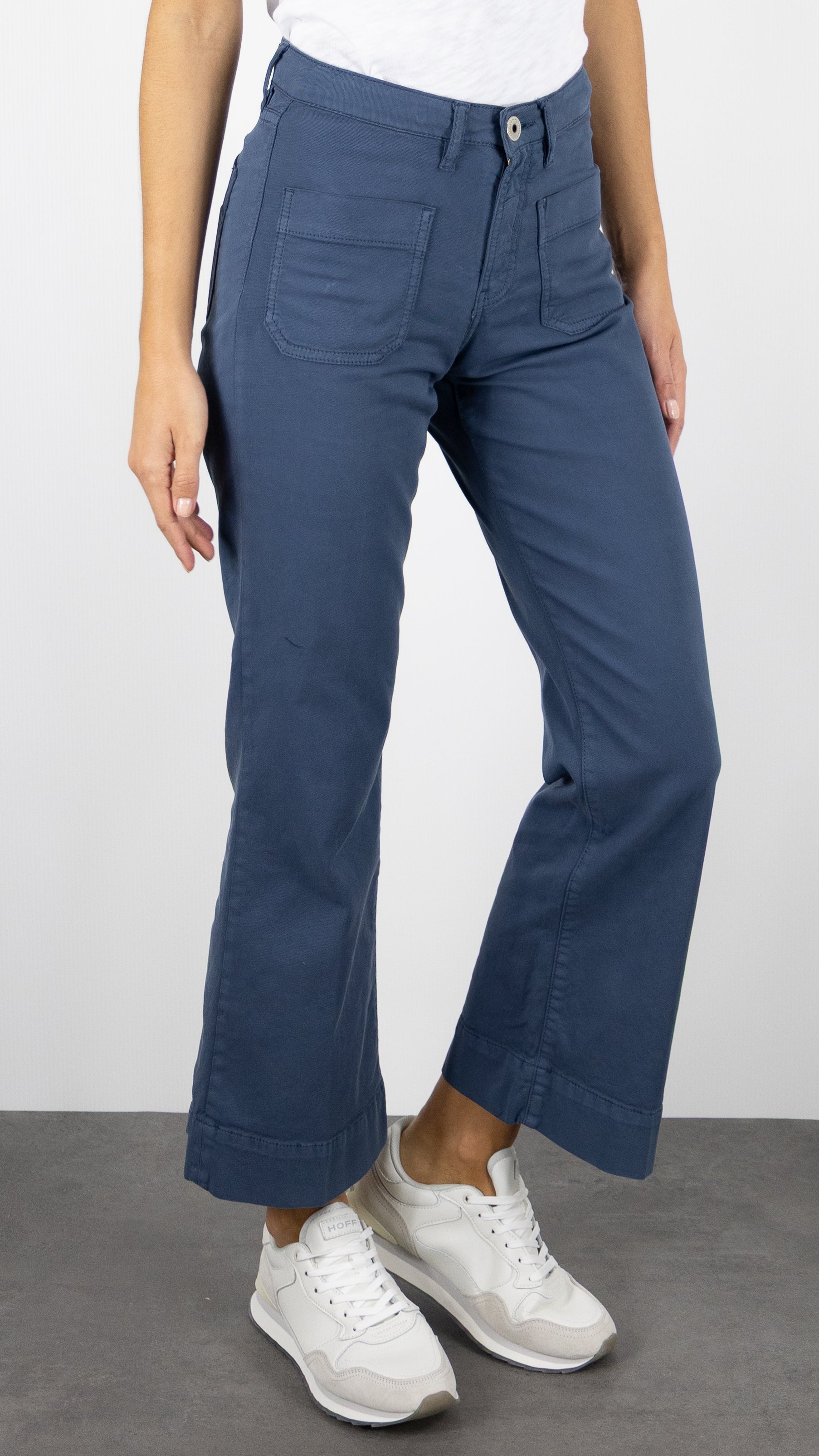 PANTALON 7/8 JAMBES LARGES POUR FEMME DENIM STUDIO BELLA LIGHT GABARDINE#TYPHON/INDIGO