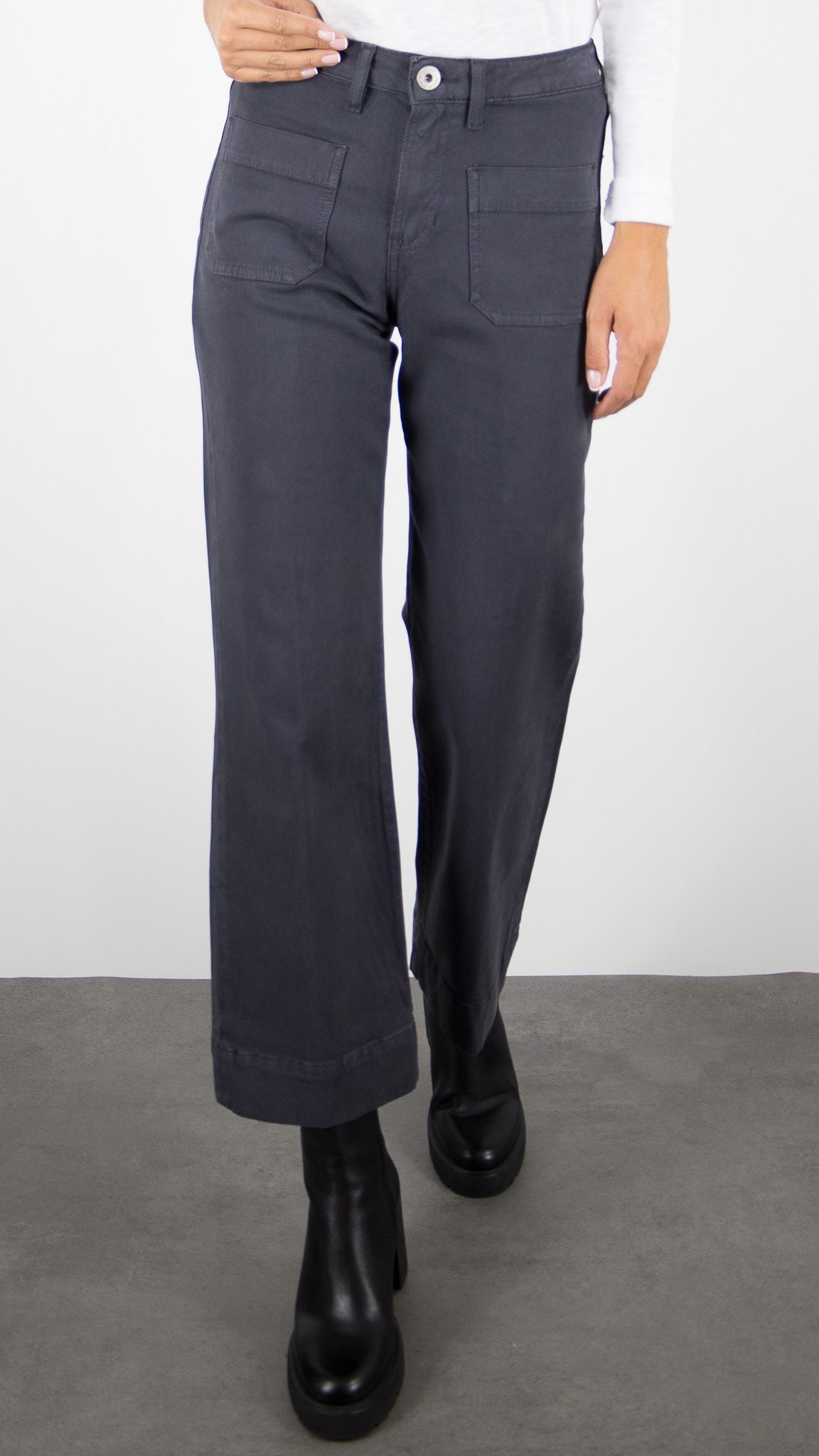 PANTALON TAILLE HAUTE EVASE FEMME DENIM STUDIO BELLA SOFT TWILL#COLOR_ASH/ANTRA