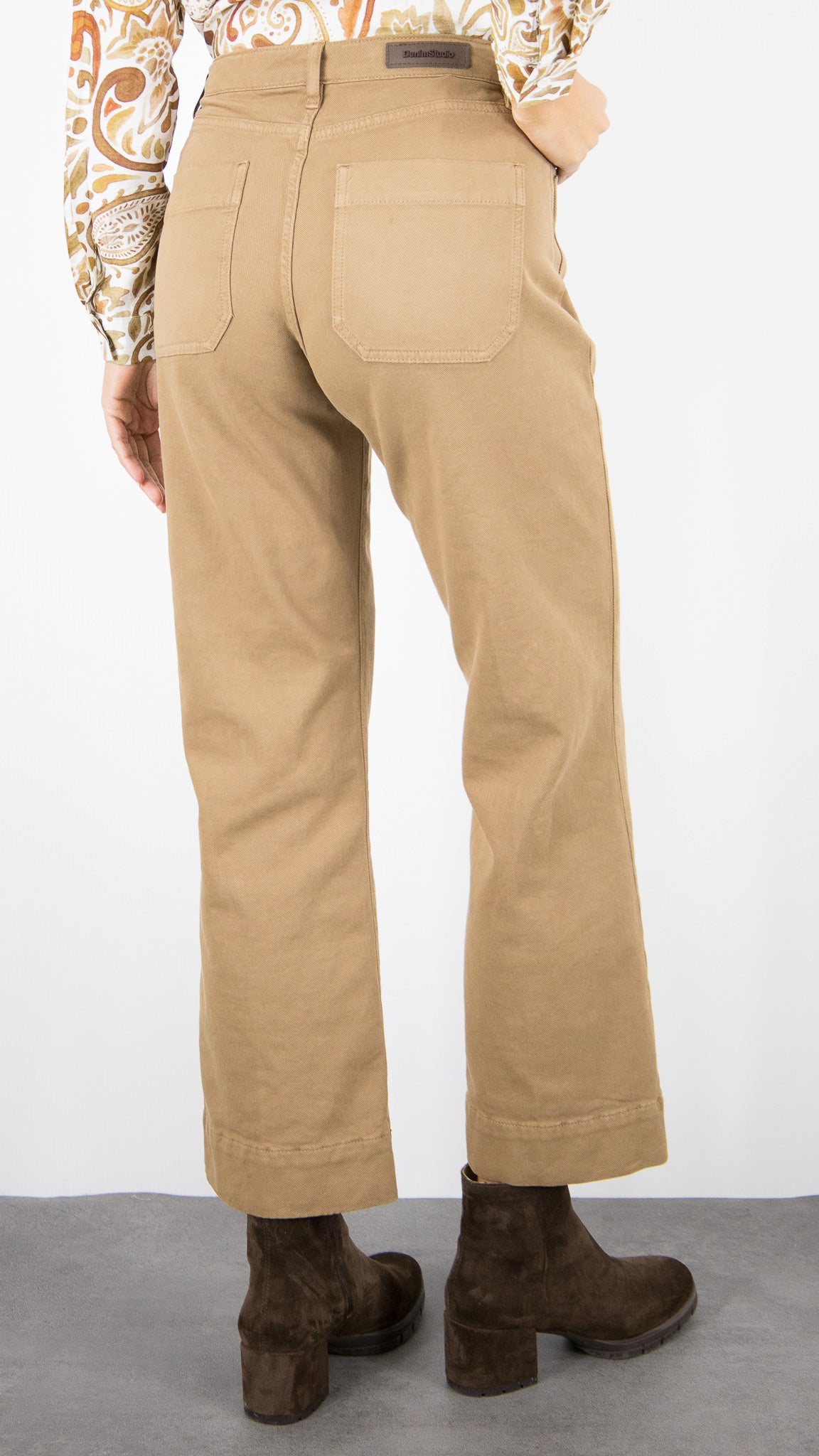 PANTALON TAILLE HAUTE EVASE FEMME DENIM STUDIO BELLA SOFT TWILL#COLOR_HAVAN/CAMEL
