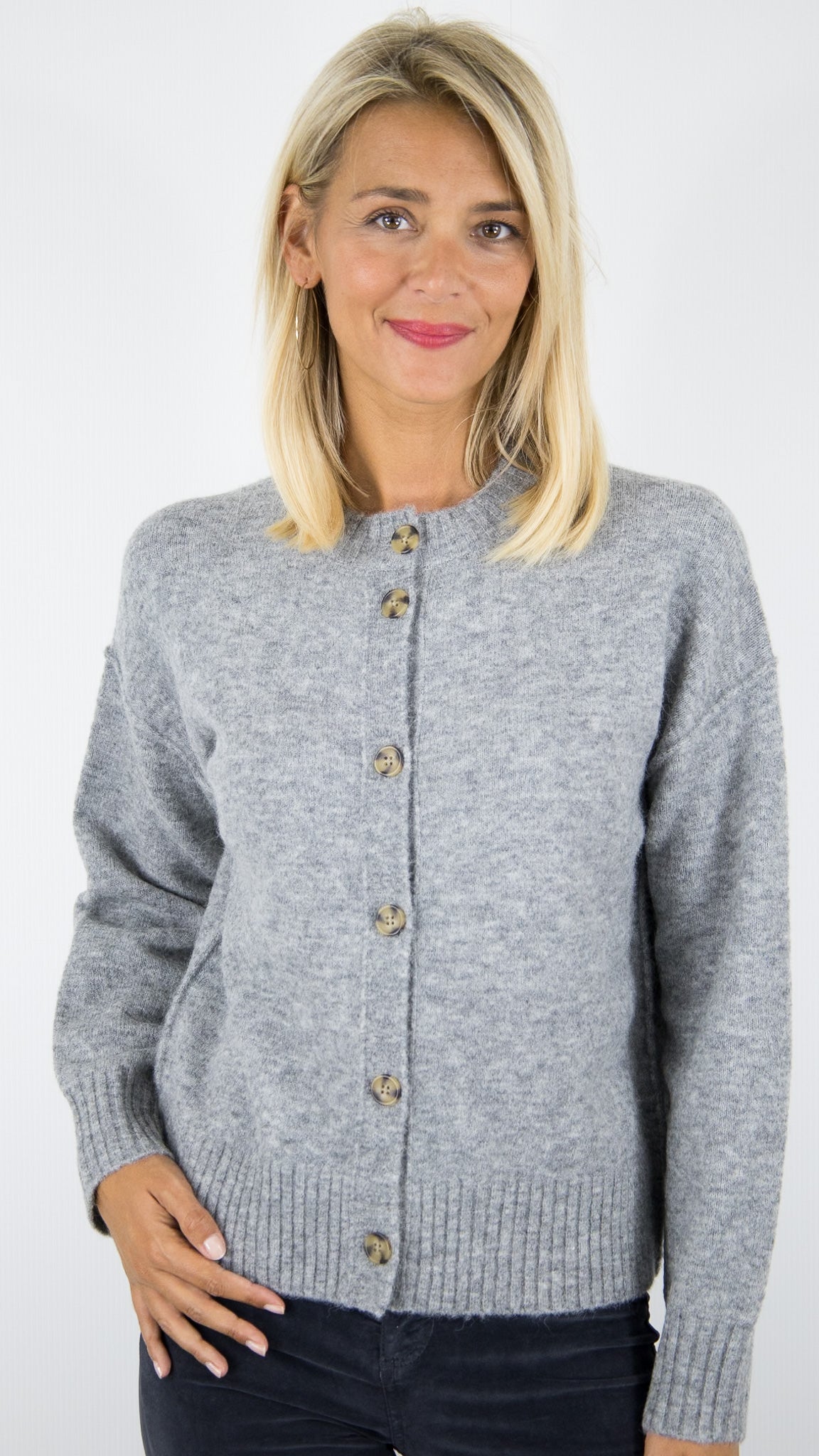 CARDIGAN EN LAINE ET ALPAGA GRIS FEMME  HARTFORD MELIS BEMD509
