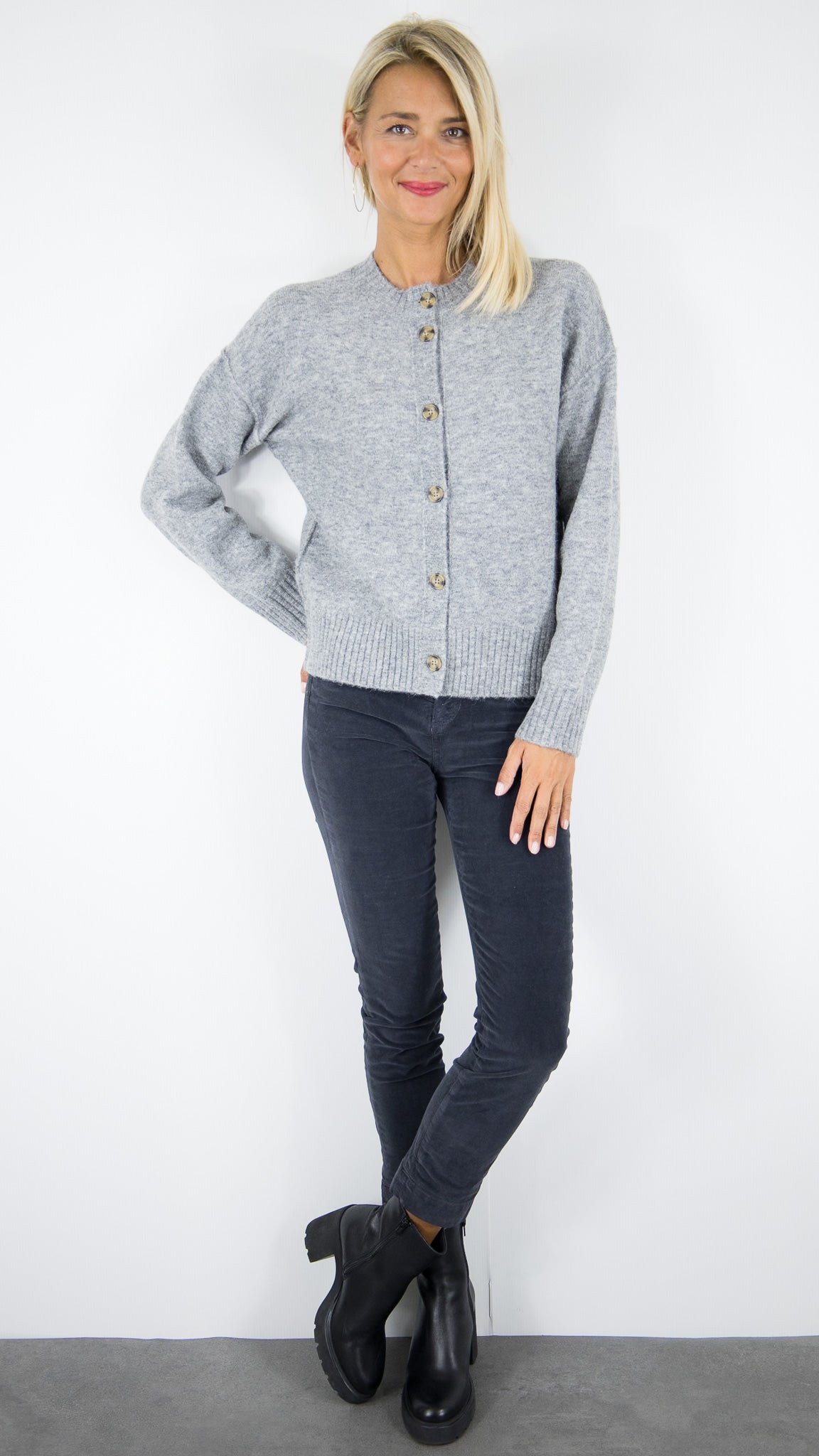 CARDIGAN EN LAINE ET ALPAGA GRIS FEMME  HARTFORD MELIS BEMD509