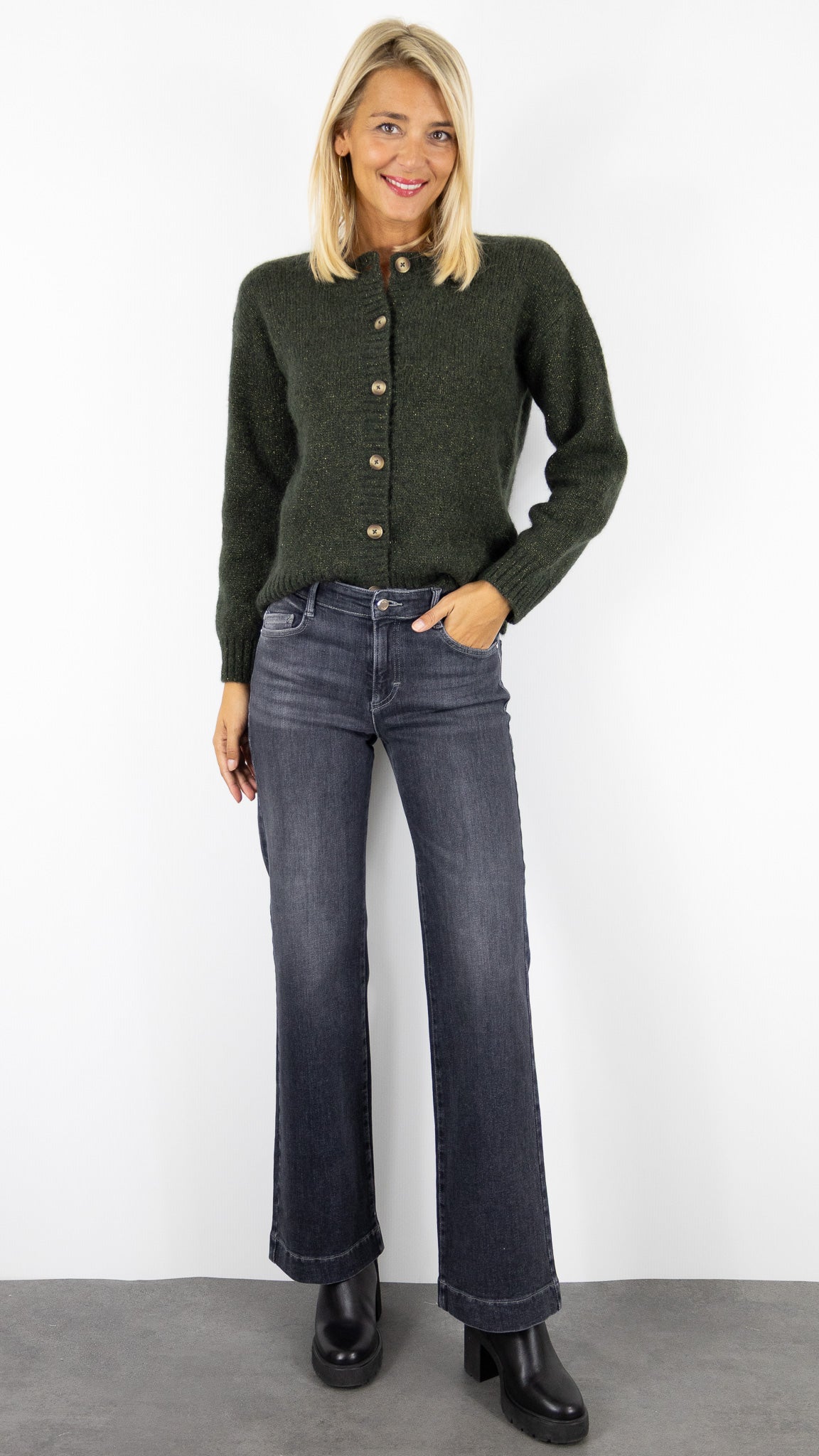 CARDIGAN EN ALPAGA CHINE KAKI  HARTFORD MEJA