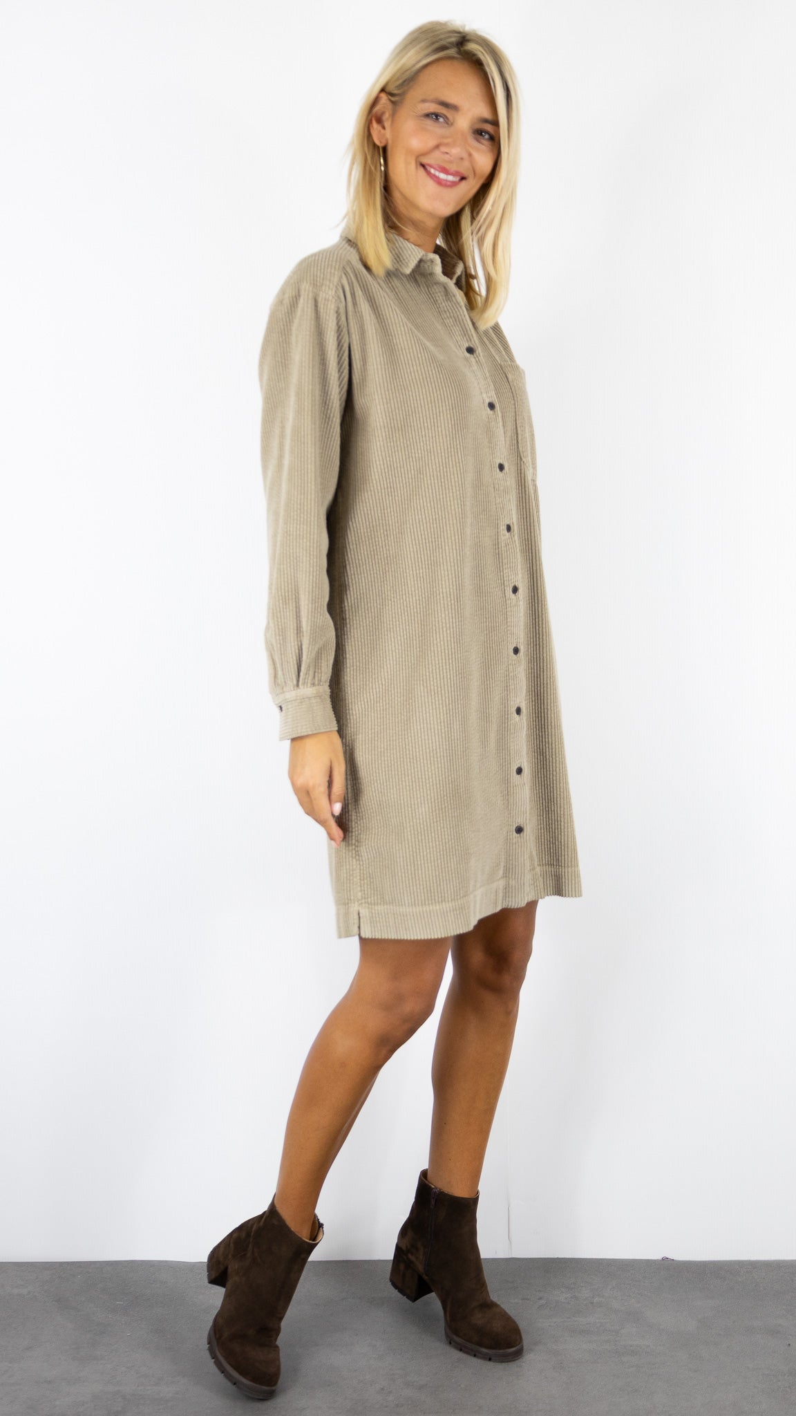 ROBE CHEMISE EN VELOURS COTELE BEIGE HARTFORD RYLER