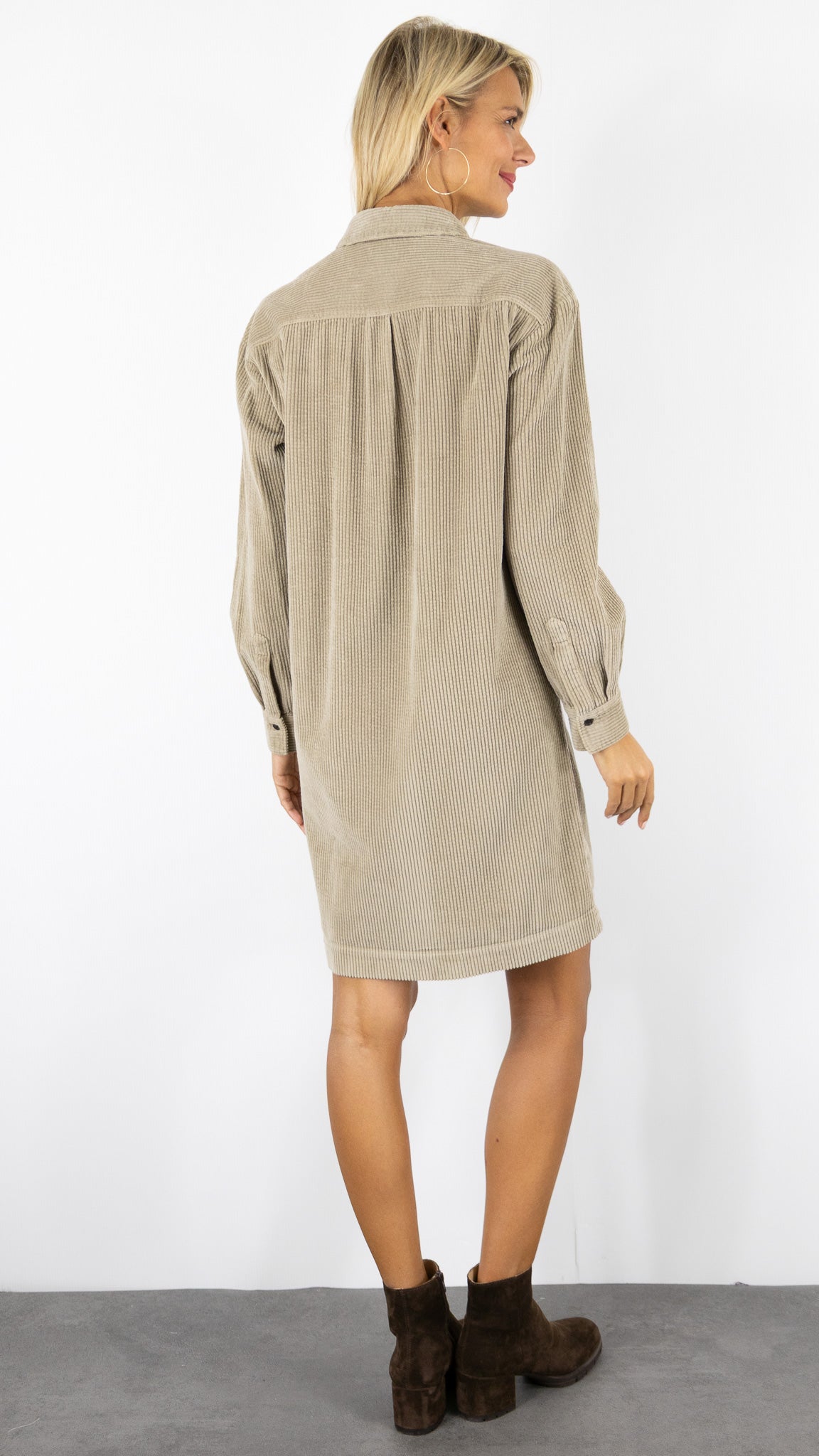 ROBE CHEMISE EN VELOURS COTELE BEIGE HARTFORD RYLER