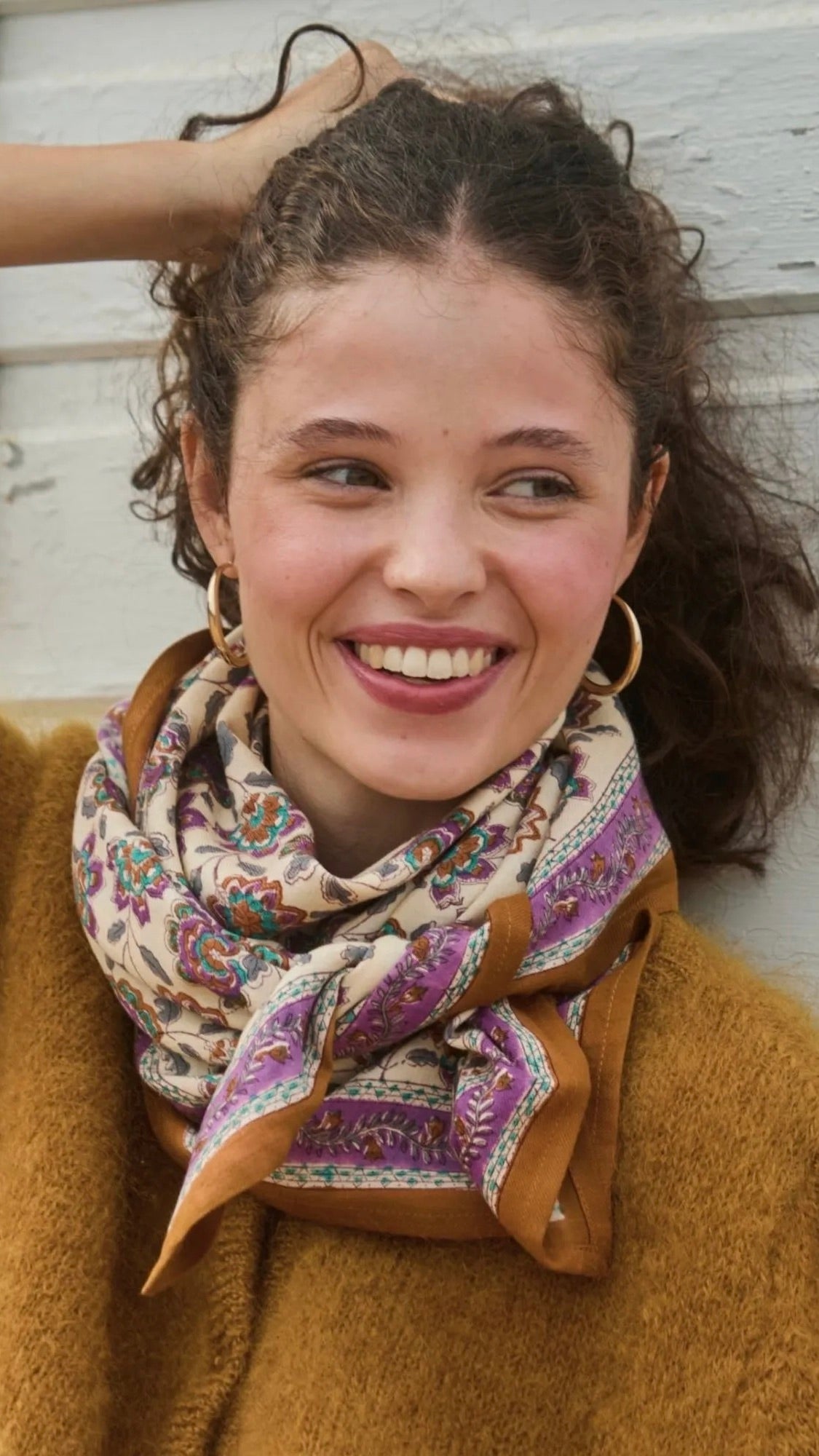 FOULARD IMPRIME EN COTON POUR FEMME BELLEMME BERRY AMETHYSTE