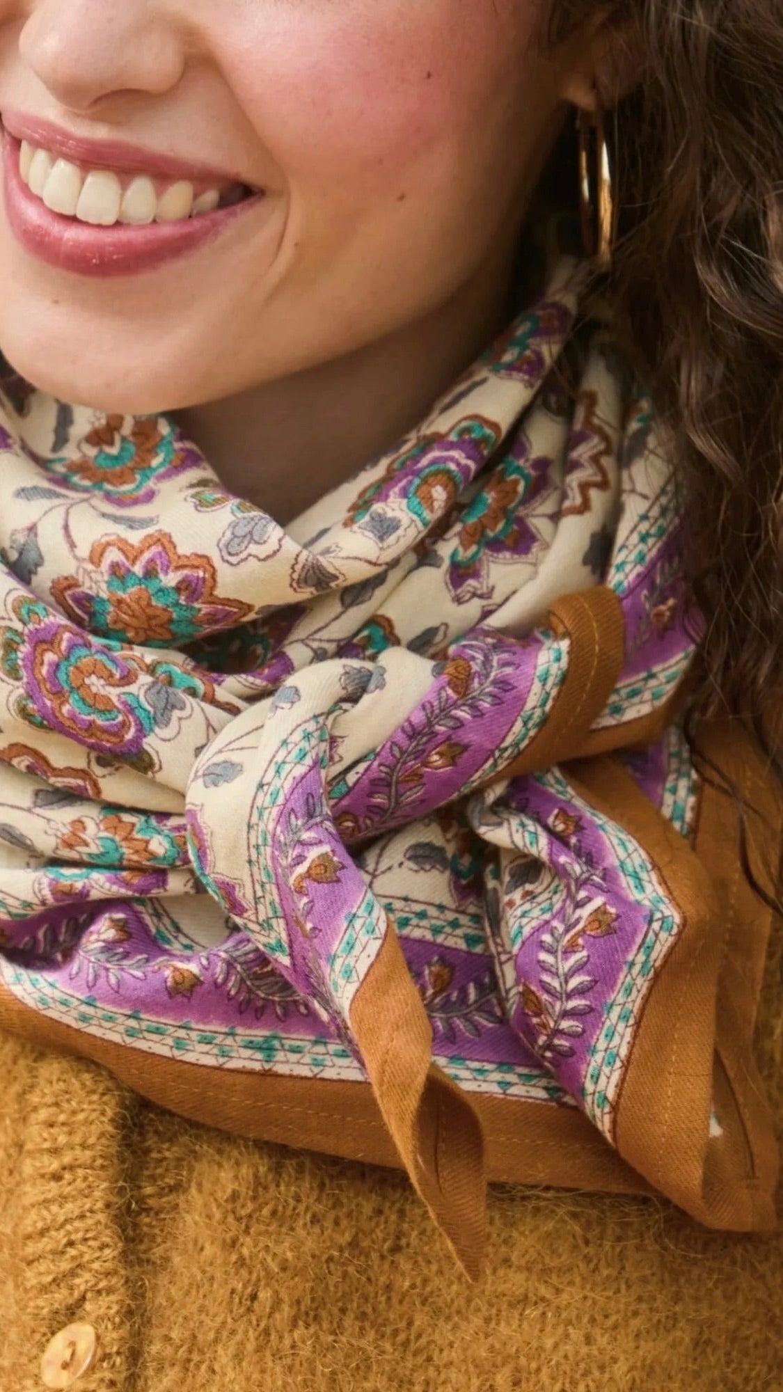 FOULARD IMPRIME EN COTON POUR FEMME BELLEMME BERRY AMETHYSTE
