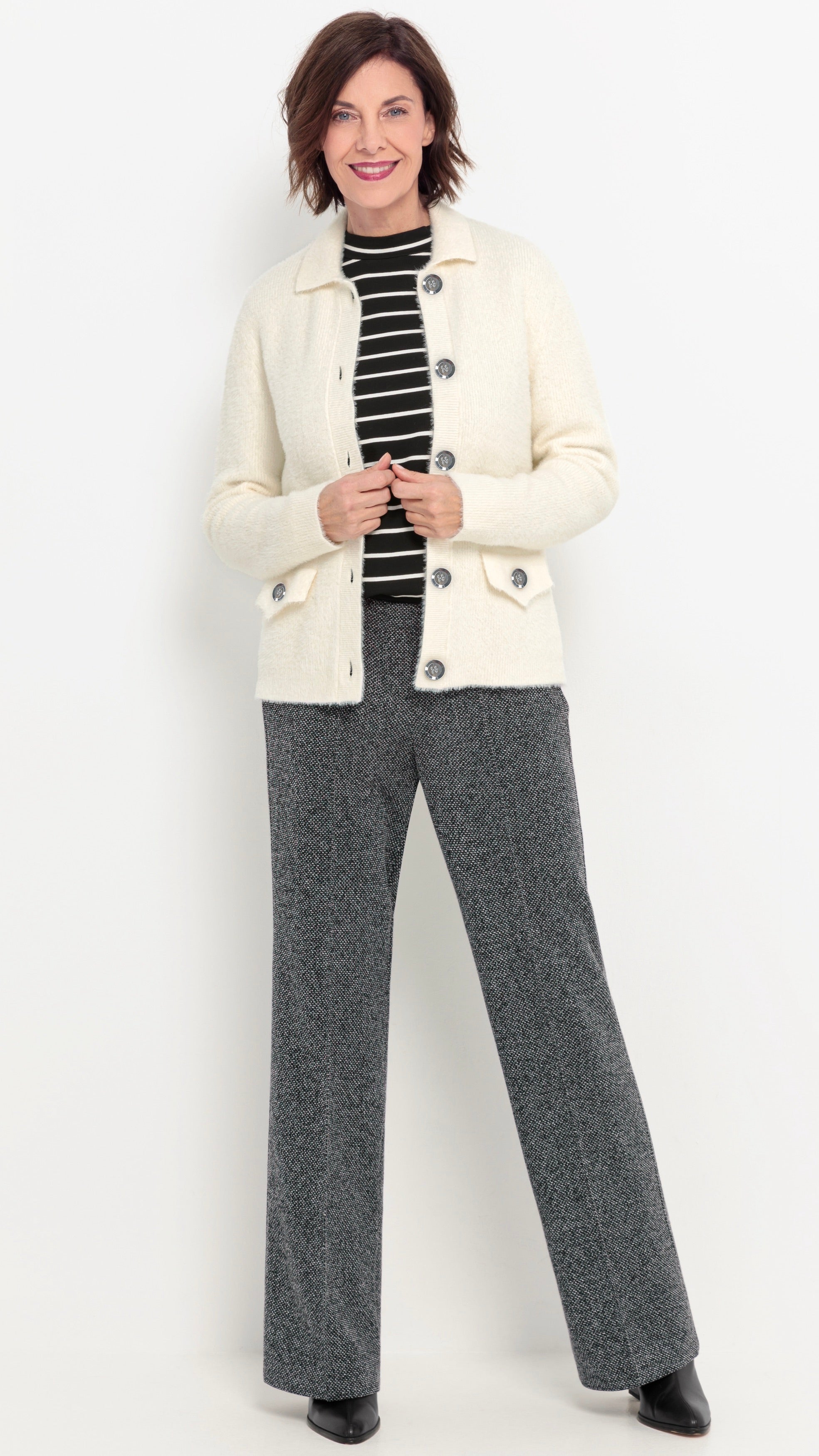 GILET VESTE POILUE MILK ECRUE FEMME BIANCA BESSE 68027