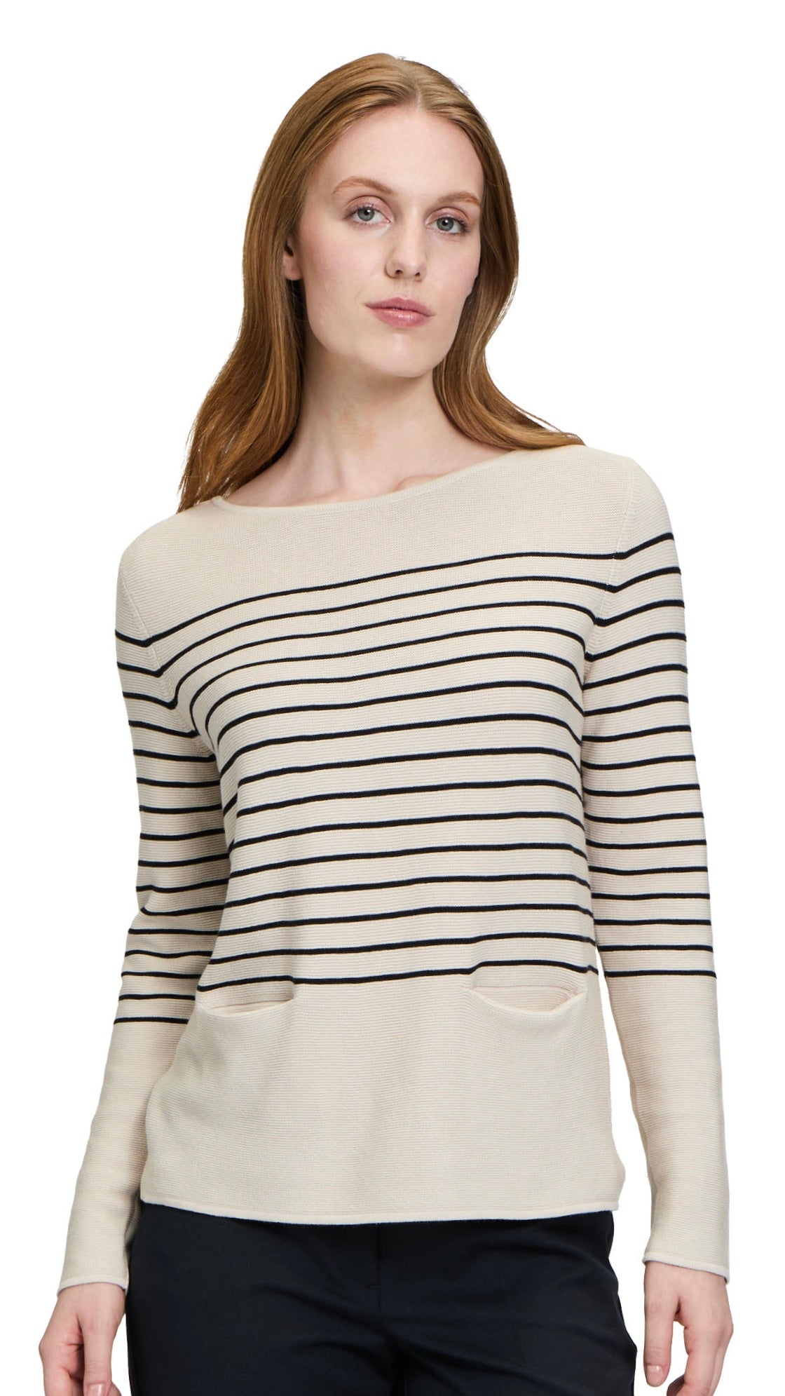 PULL MARINIERE BEIGE ET NOIR BETTY BARCLAY 5111 2743 