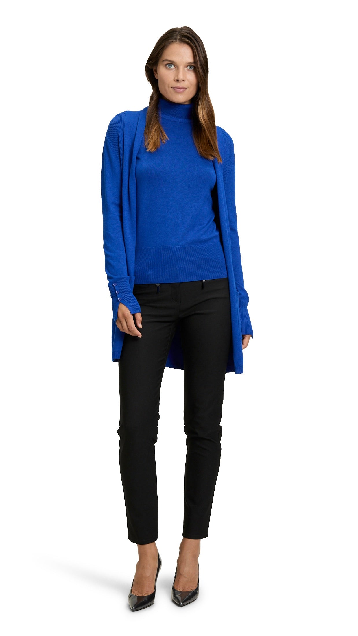 GILET LONG BORD A BORD BLEUE ELECTRIQUE BETTY BARCLAY 5109 1036 