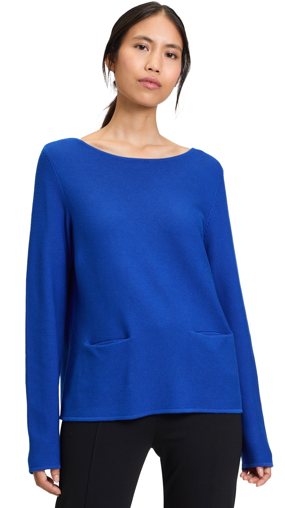 PULL COTON COL ROND  BETTY BARCLAY 5110 2743 BLEU ELECTRIQUE 