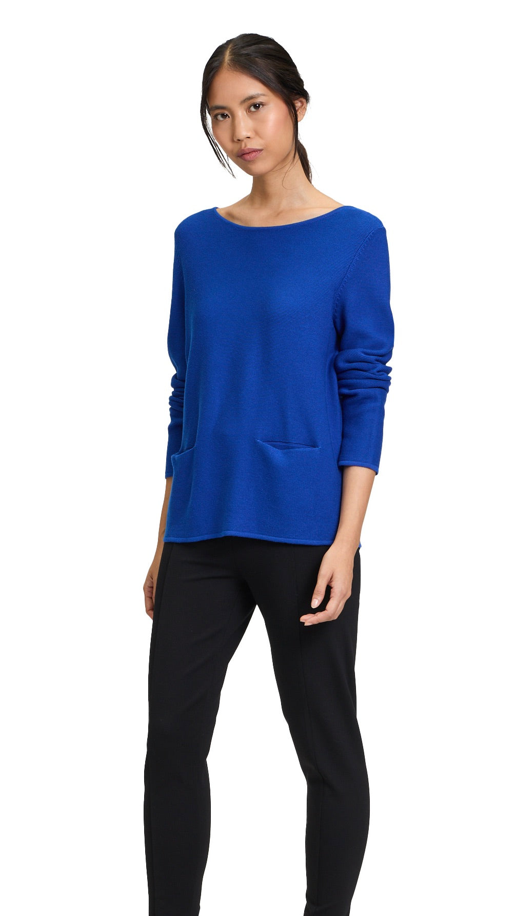 PULL COTON COL ROND  BETTY BARCLAY 5110 2743 BLEU ELECTRIQUE 