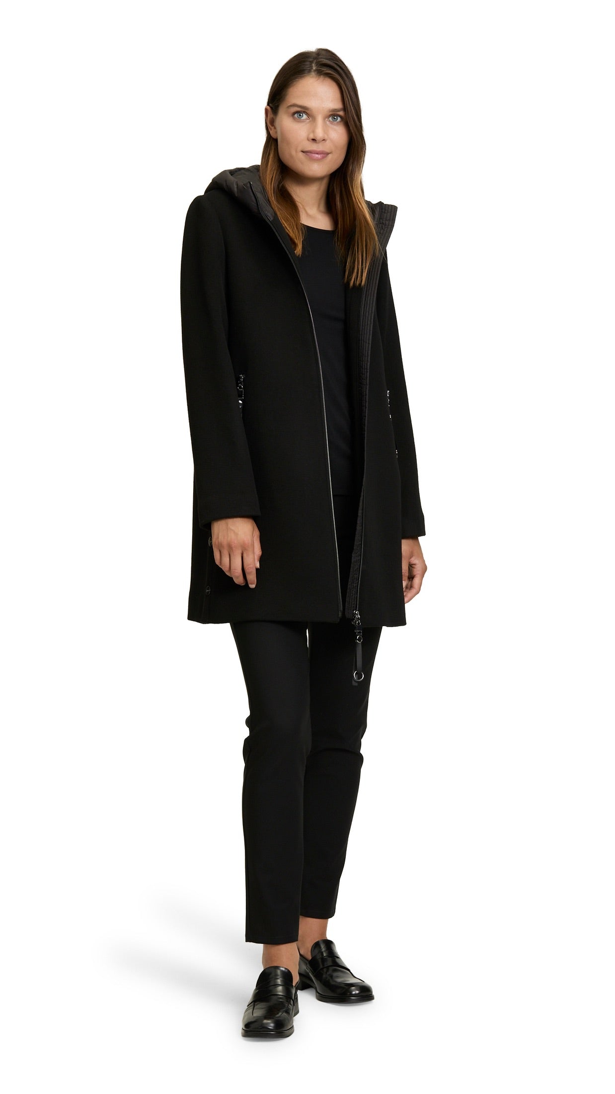 MANTEAU A CAPUCHE BIMATIERE BETTY BARCLAY 1553 7766#COLOR_9045/NOIR