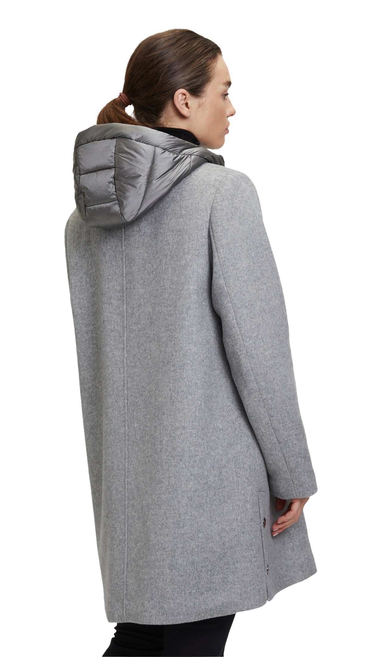 MANTEAU A CAPUCHE BIMATIERE BETTY BARCLAY 1553 7766#COLOR_9709/GRIS