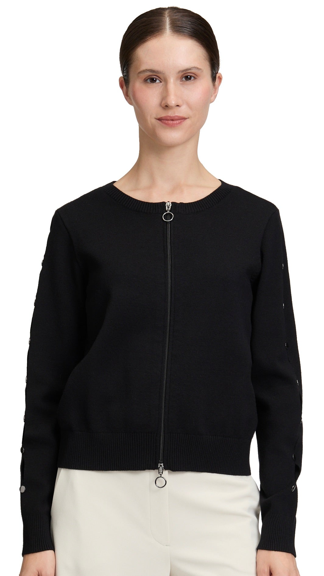 CARDIGAN AJOURE ZIPPE NOIR POUR FEMME BETTY BARCLAY 5300/2907