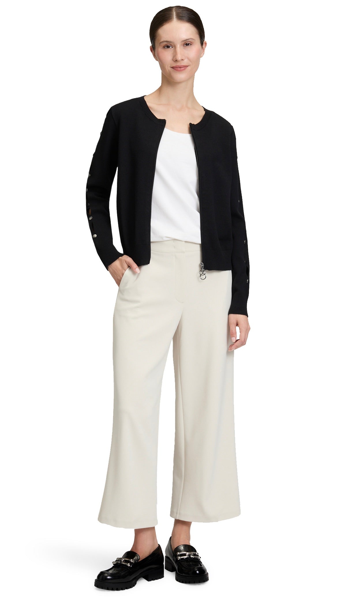 CARDIGAN AJOURE ZIPPE NOIR POUR FEMME BETTY BARCLAY 5300/2907