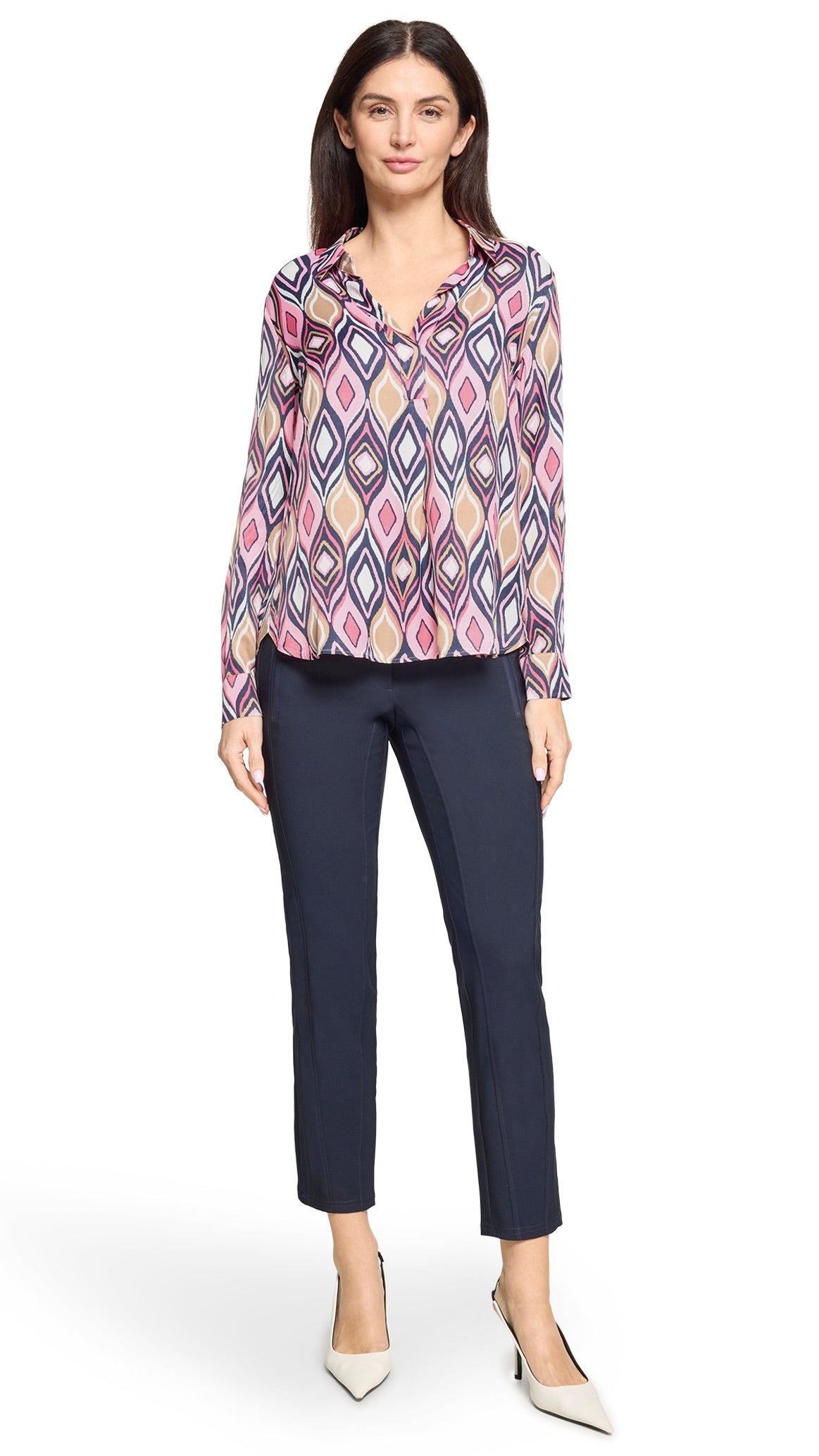 BLOUSE FLUIDE IMPRIME LOSANGE ROSE BETTY BARCLAY 8000/1709