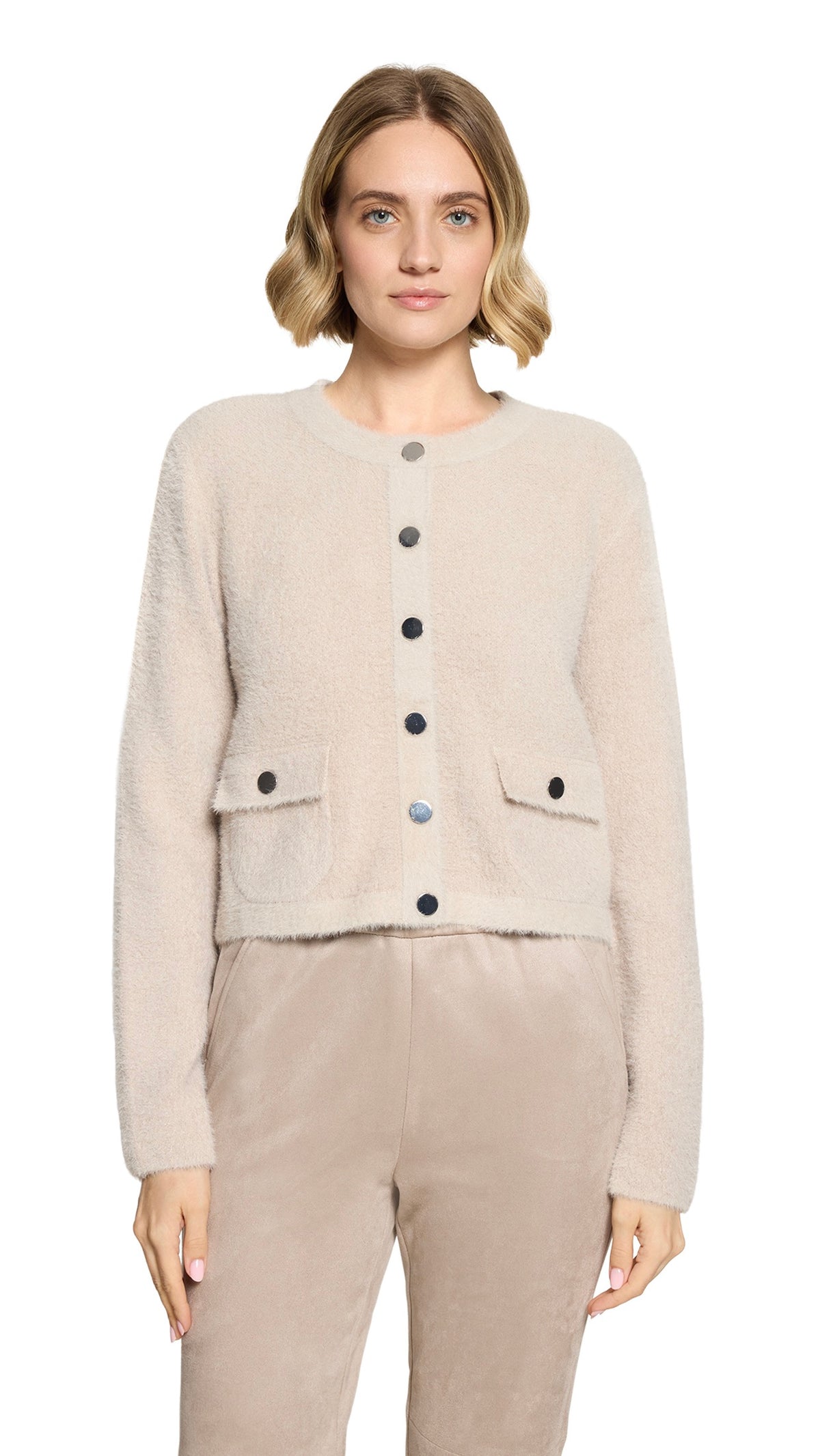 GILET POILU POUR FEMME BETTY BARCLAY 5496/2034#COLOR_7304/BRIGHT TAUPE