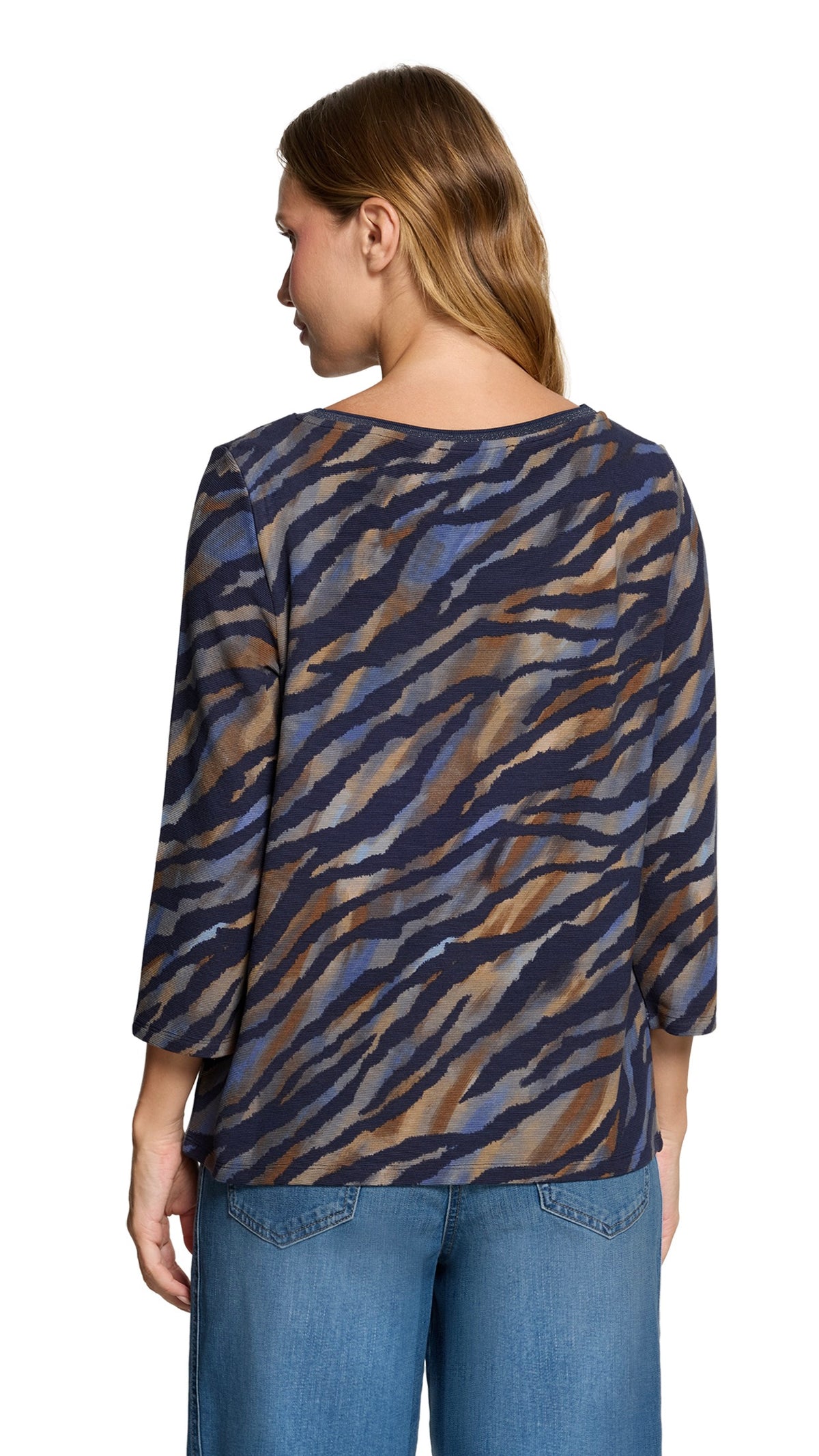 TEE-SHIRT ZEBRE MARINE MARRON POUR FEMME  BETTY BARCLAY 2004/1848