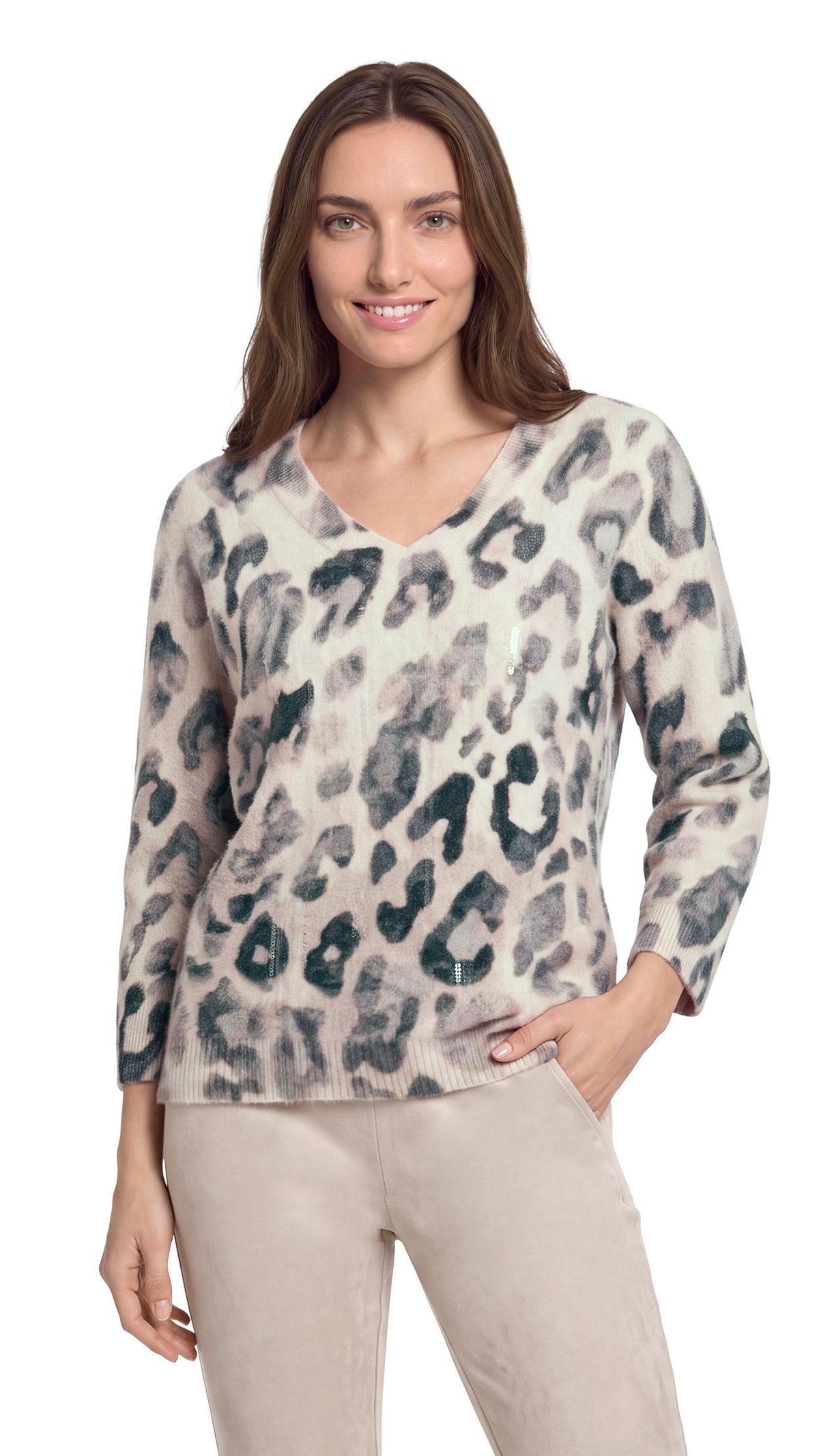 PULL LEOPARD A PAILLETTES POUR FEMME BETTY BARCLAY 5550/2085