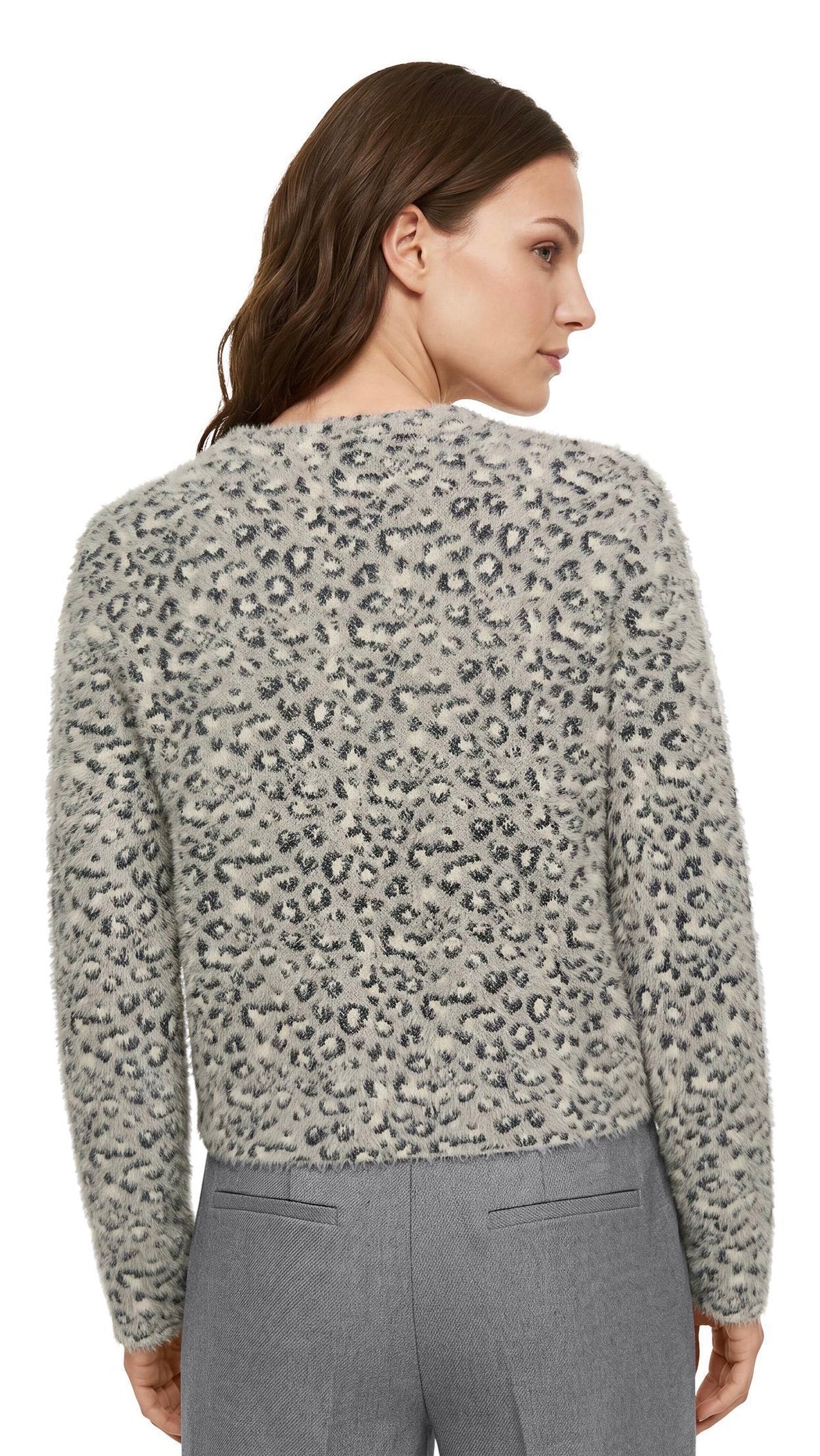 GILET ZIPPE LEOPARD GRIS BEIGE BETTY BARCLAY 5514/2056