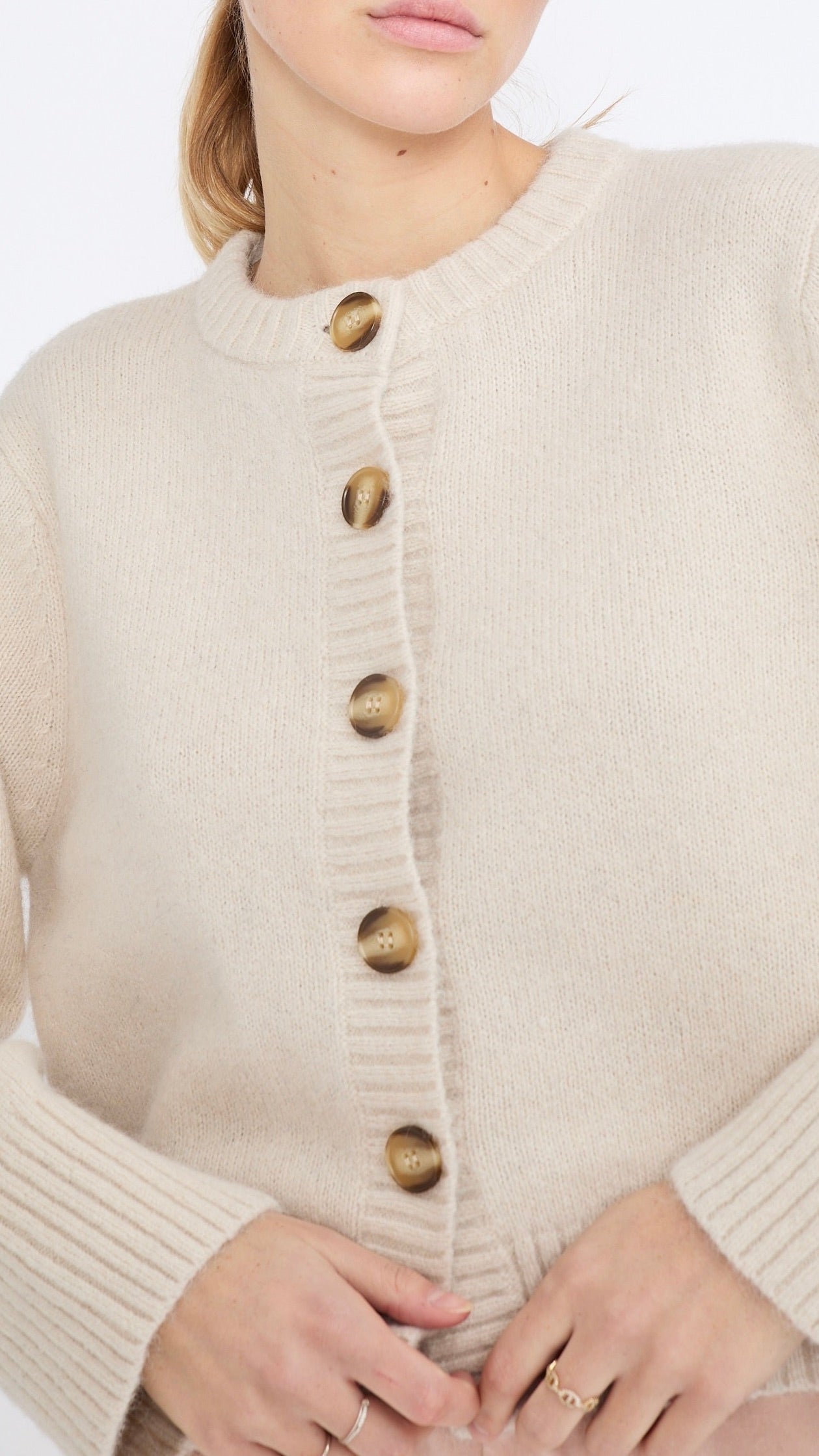 CARDIGAN DROIT EN ALPAGA BEIGE JEFF BEVERLY