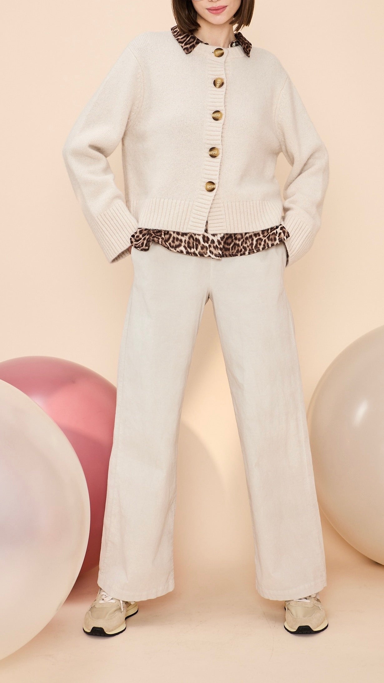 CARDIGAN DROIT EN ALPAGA BEIGE JEFF BEVERLY