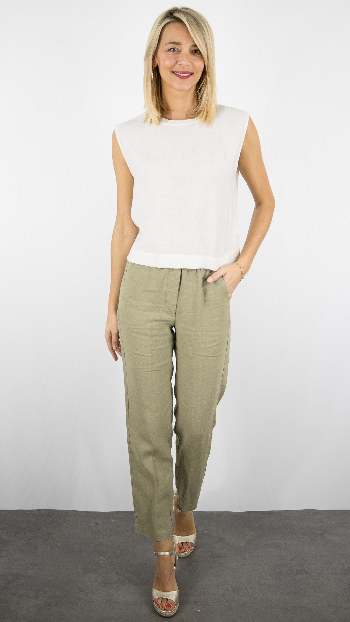 TOP SANS MANCHES ECRU POUR FEMME 
