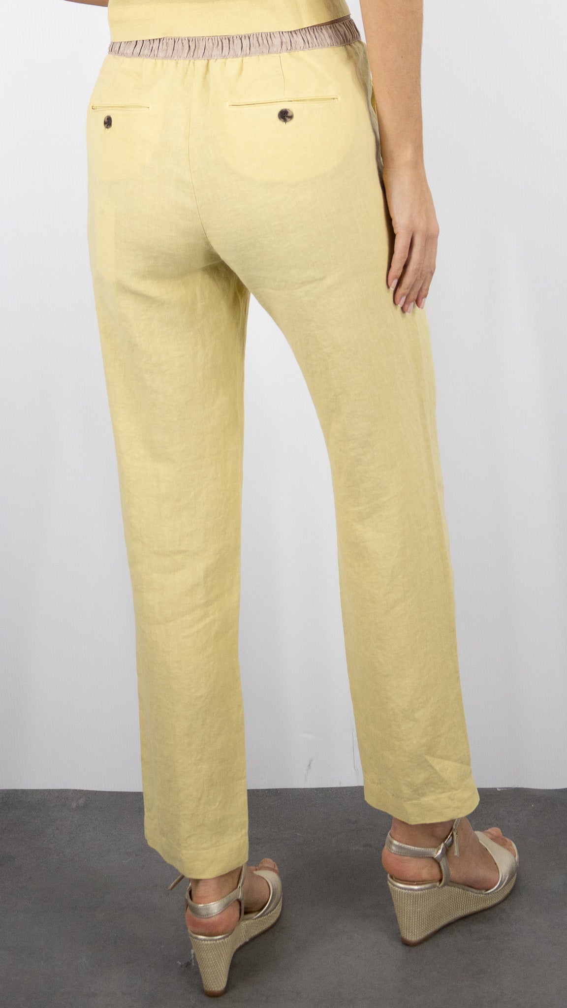 PANTALON TAILLE ELASTIQUE EN LIN POUR FEMME HARTFORD PIROL#COLOR_23/CORN JAUNE