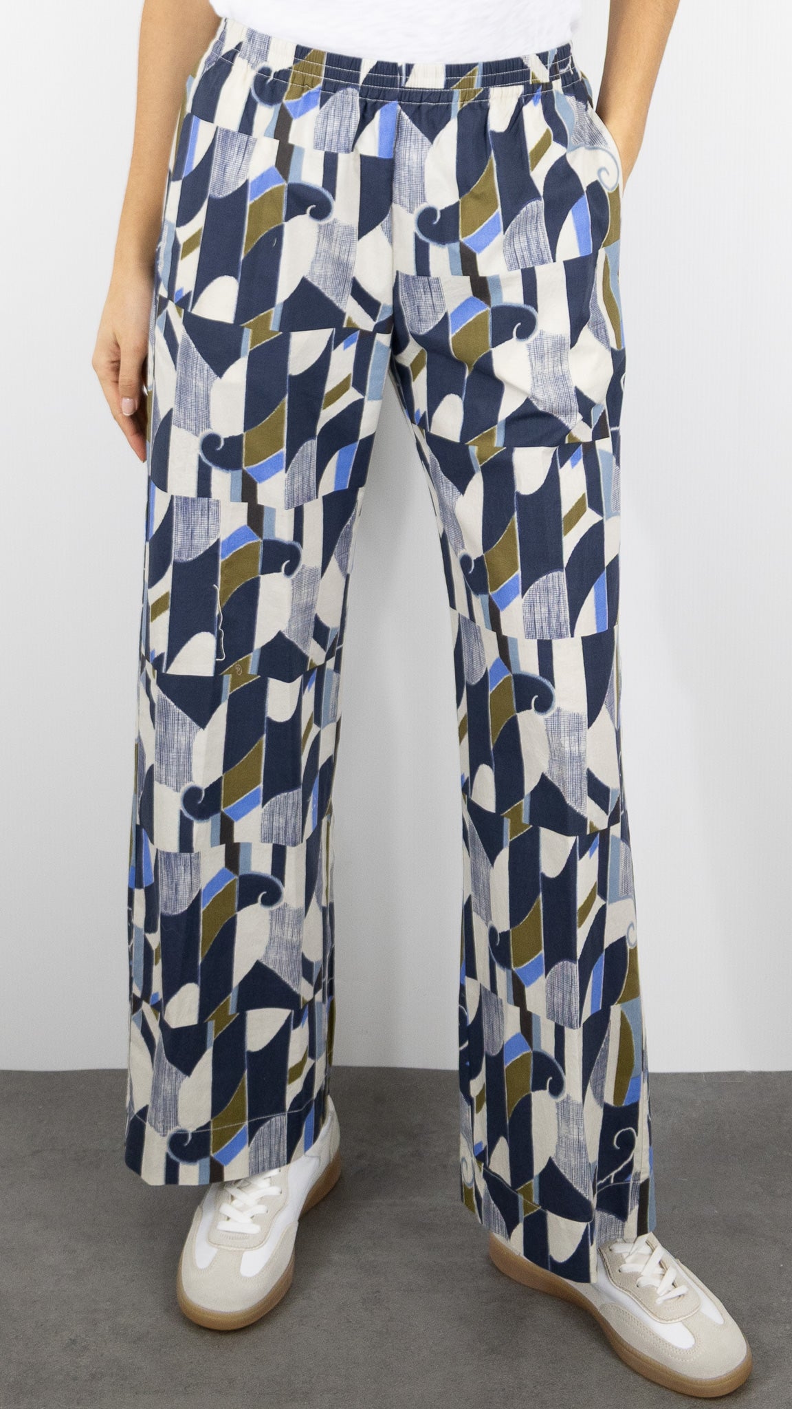 PANTALON DROIT IMPRIME BLEU KAKI BFPB623 PALERME HARTFORD