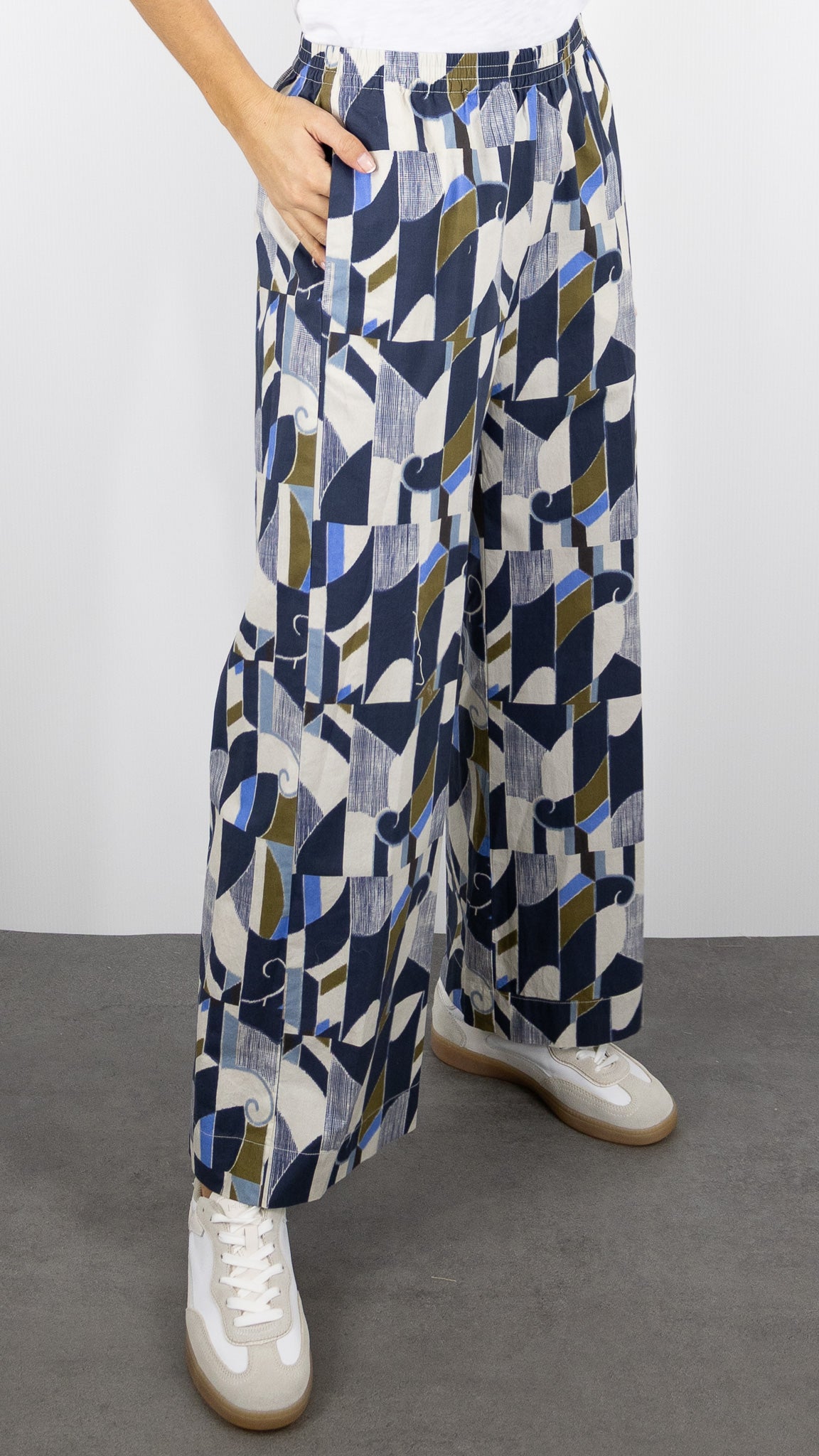 PANTALON DROIT IMPRIME BLEU KAKI BFPB623 PALERME HARTFORD