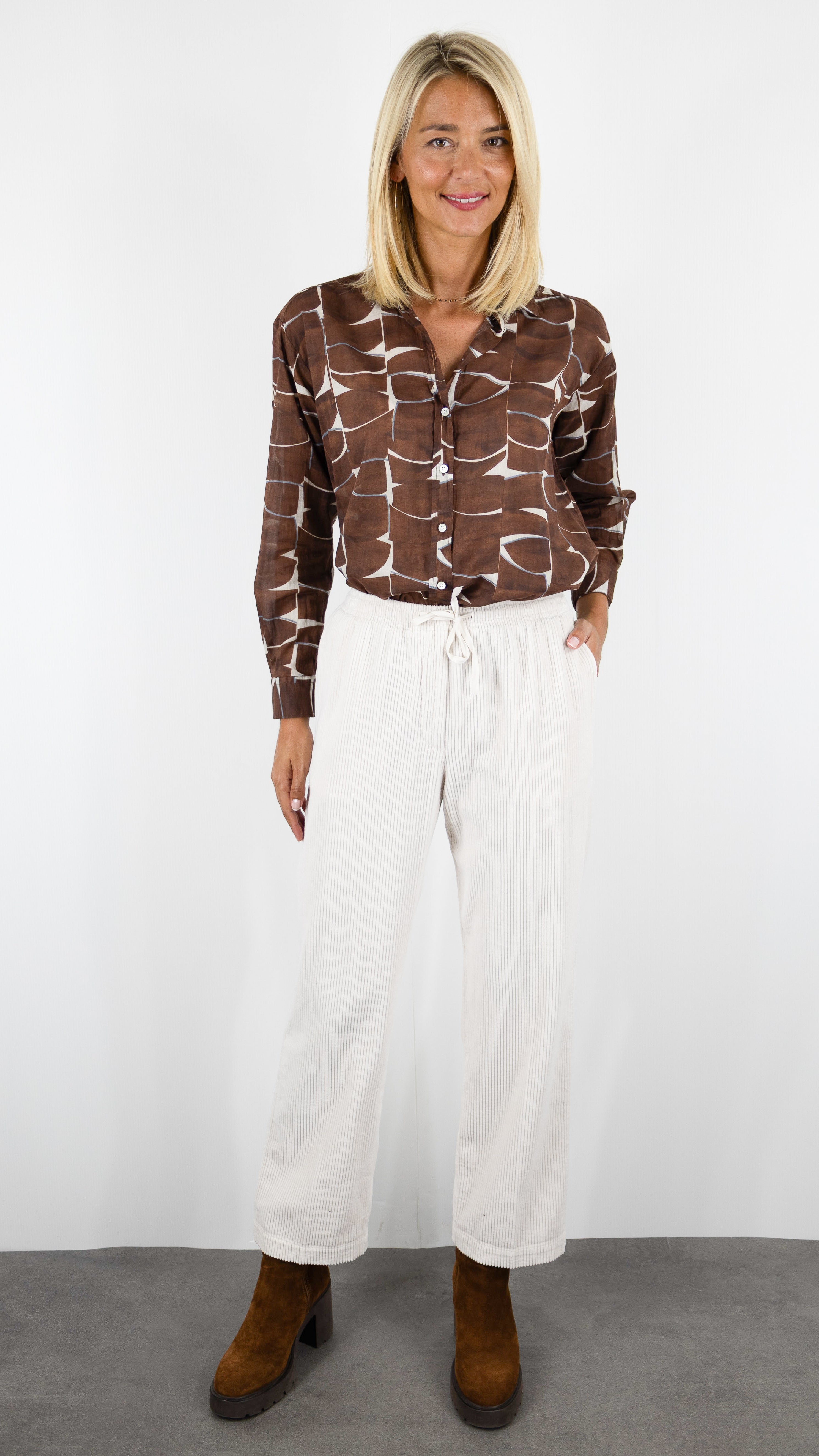 PANTALON EN VELOURS TAILLE ELASTIQUE HARTFORD PEYO#COLOR_21/STONE ECRU