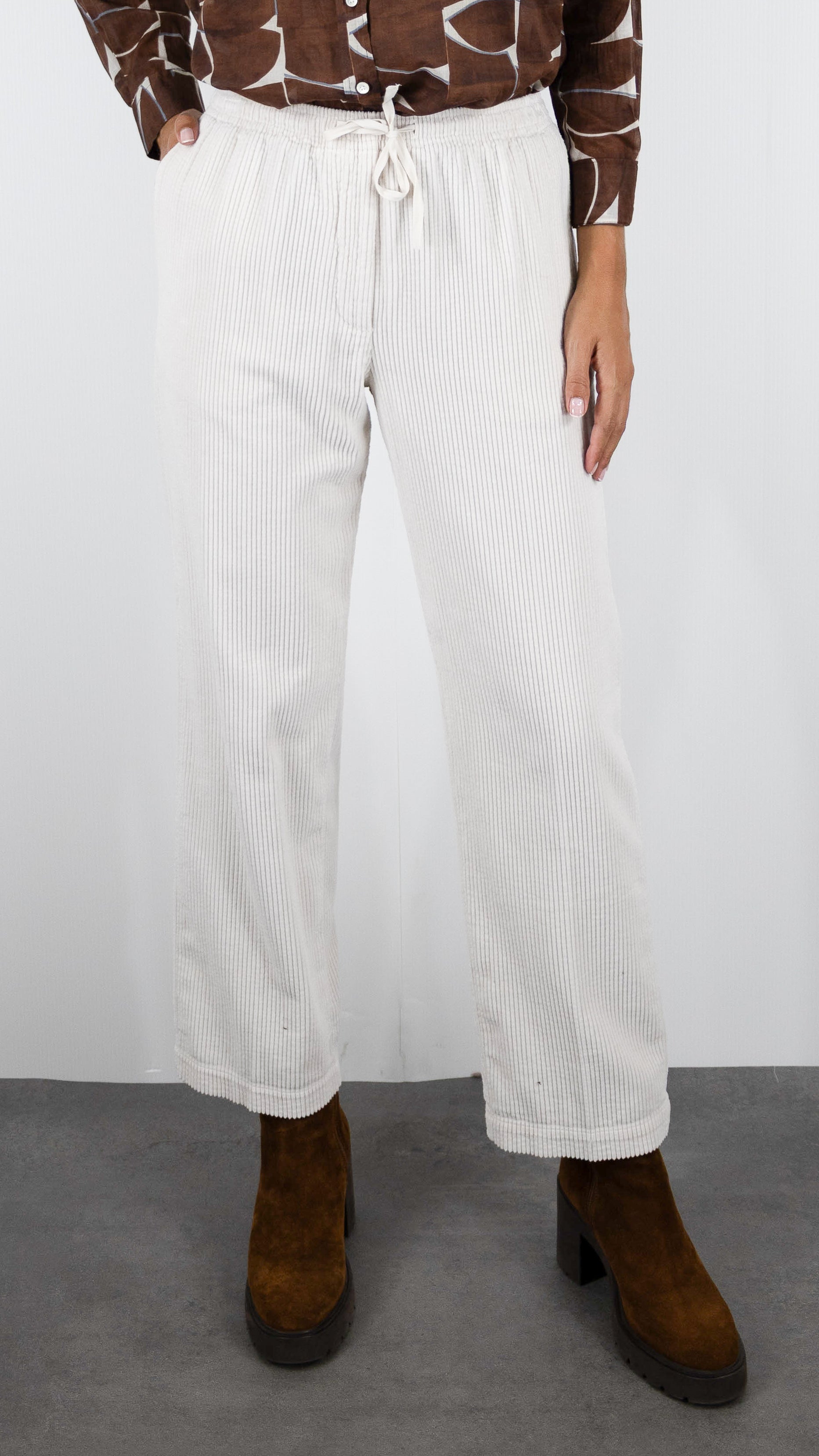 PANTALON EN VELOURS TAILLE ELASTIQUE HARTFORD PEYO#COLOR_21/STONE ECRU
