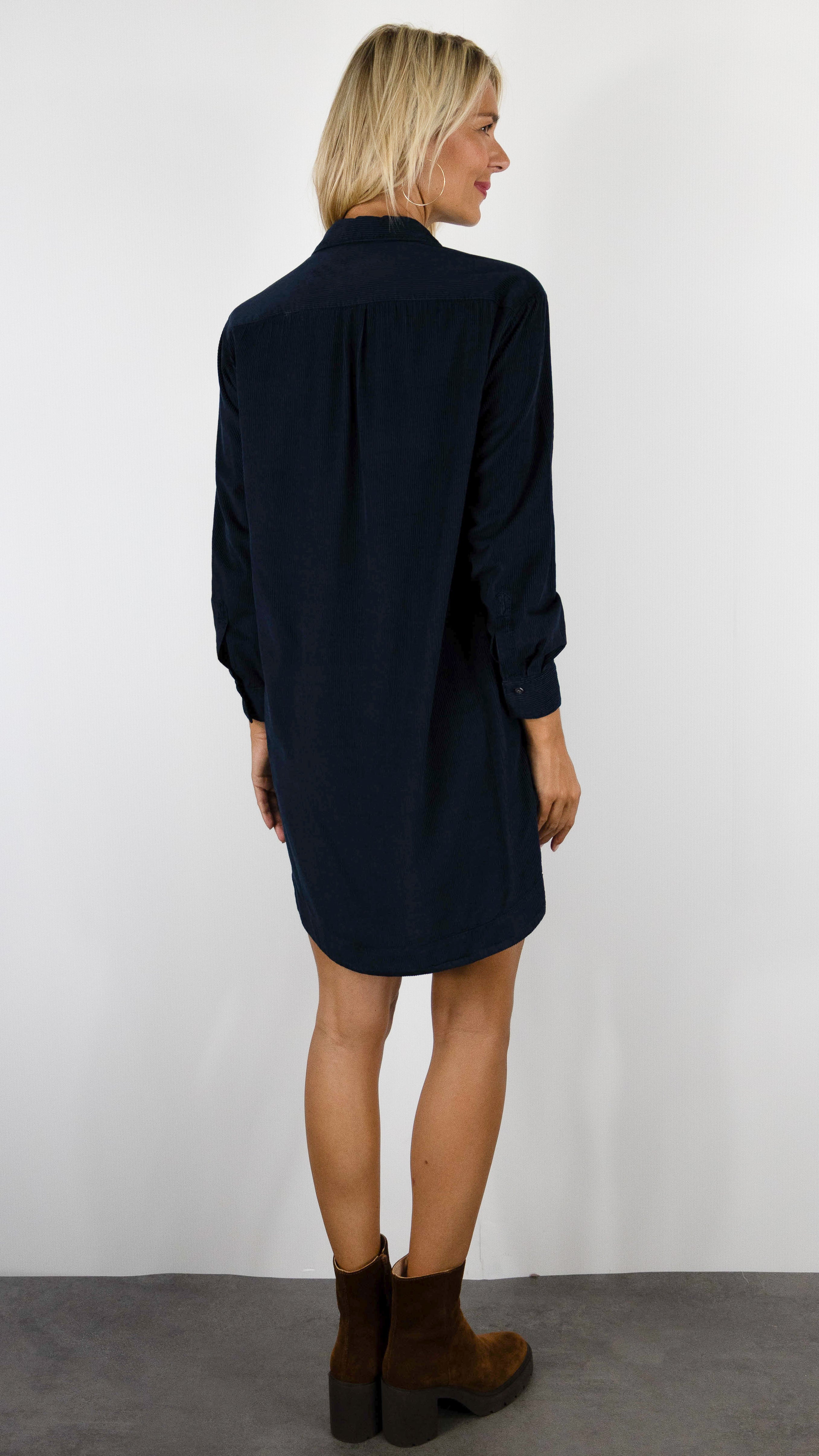 ROBE CHEMISE EN VELOURS COL TUNISIEN HARTFORD RUSK#COLOR_43/NIGHT MARINE