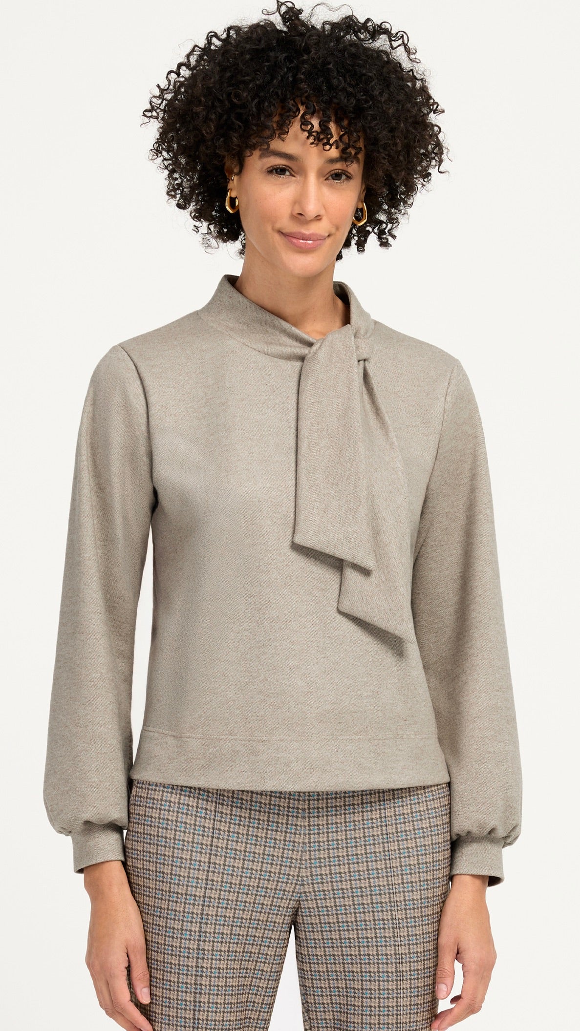 SWEAT A NOUER POUR FEMME BEIGE GRIS  BIANCA KIM 86032