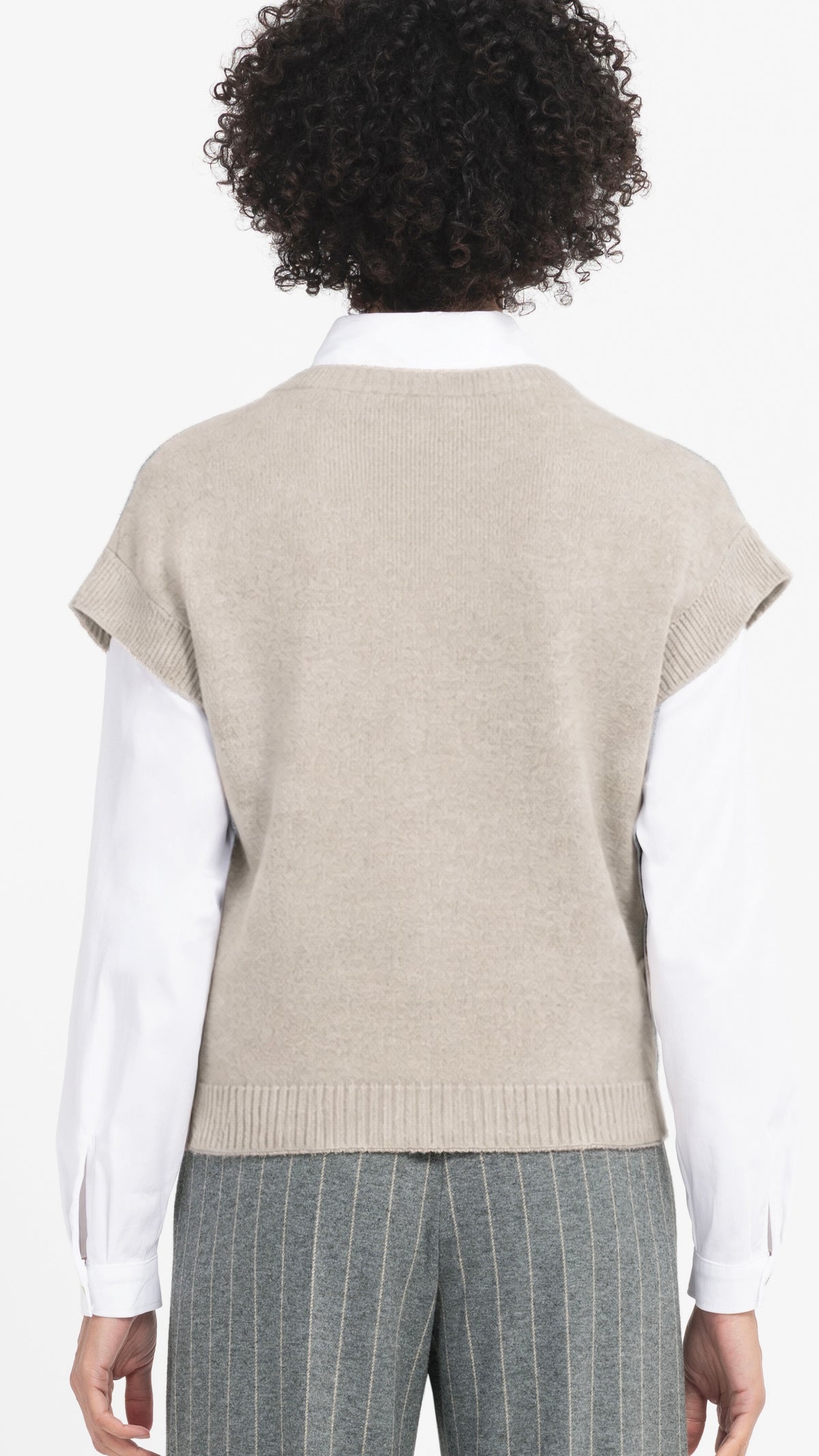 PULL DEBARDEUR LOSANGE BEIGE GRIS BIANCA OLLY 88035
