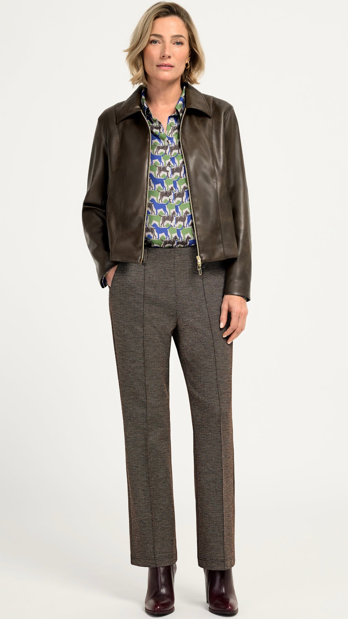 PANTALON A CHEVRONS MARRON BIANCA SIENA 80012