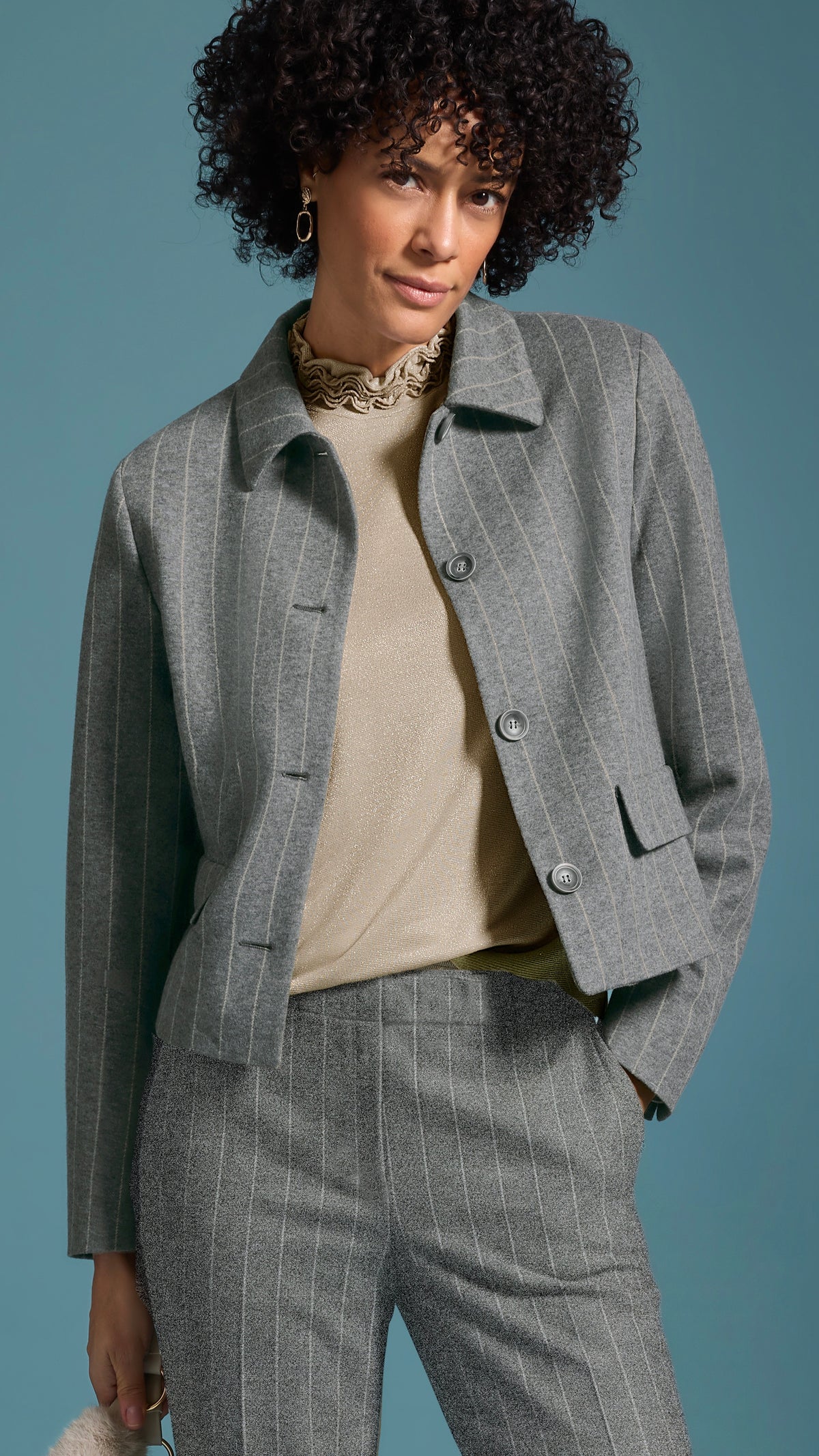VESTE RAYEE GRIS BIANCA AVA 84026