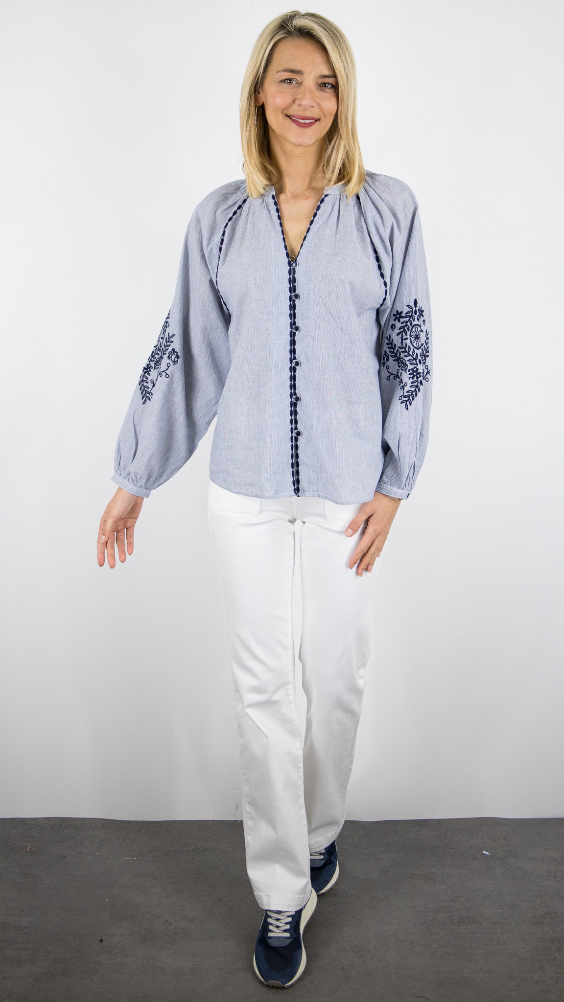 BLOUSE BRODEE BLEU FEMME LA PETITE ETOILE BLENA