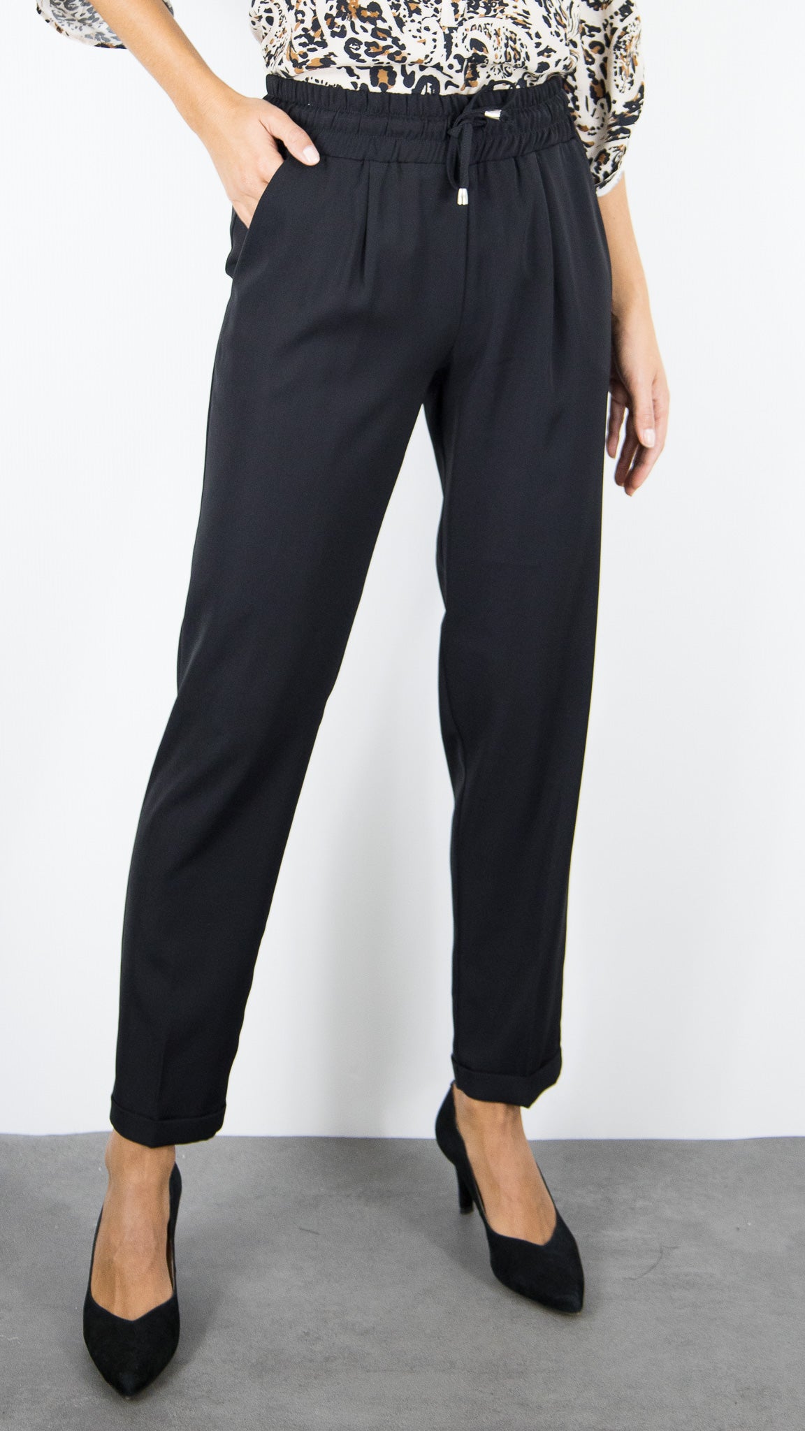 PANTALON SLIM HABILLE TAILLE ELASTIQUE NOIR FEMME EMA BLUE'S BLUSH/KELLY